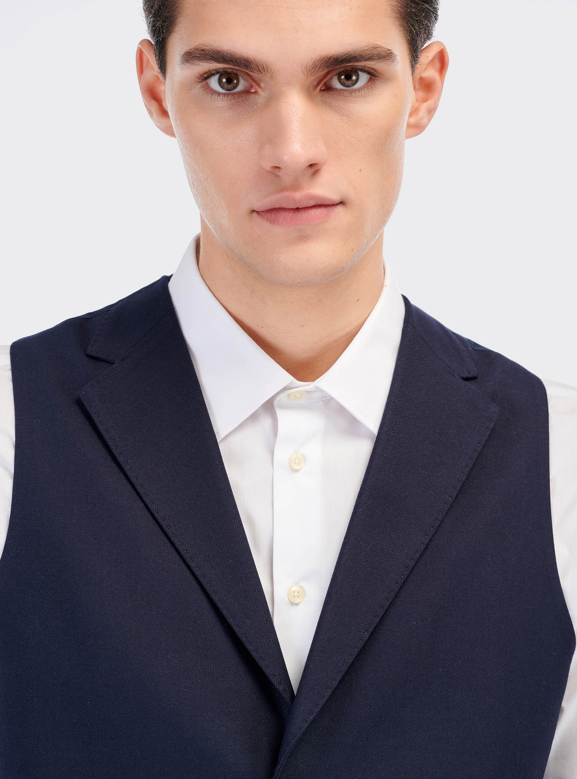 Single-breasted pointed revers suit vest, BLUE NAVY