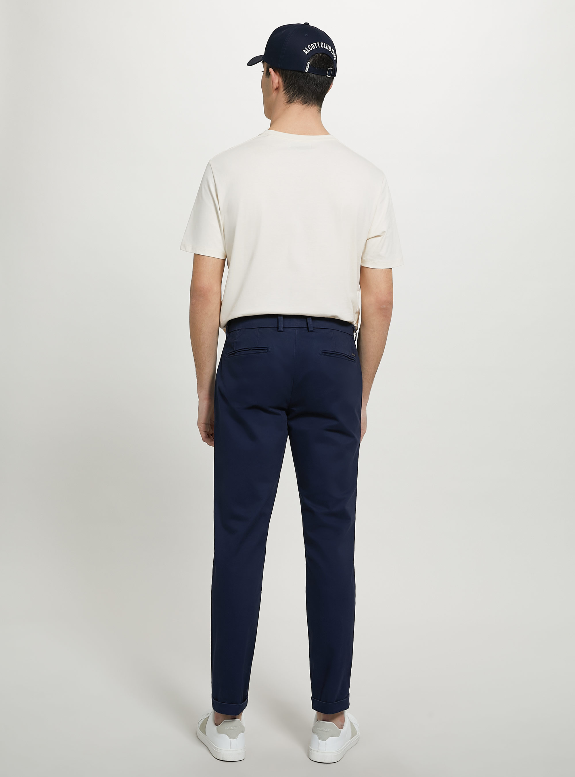 Stretch cotton twill chinos, C2201 BLUE