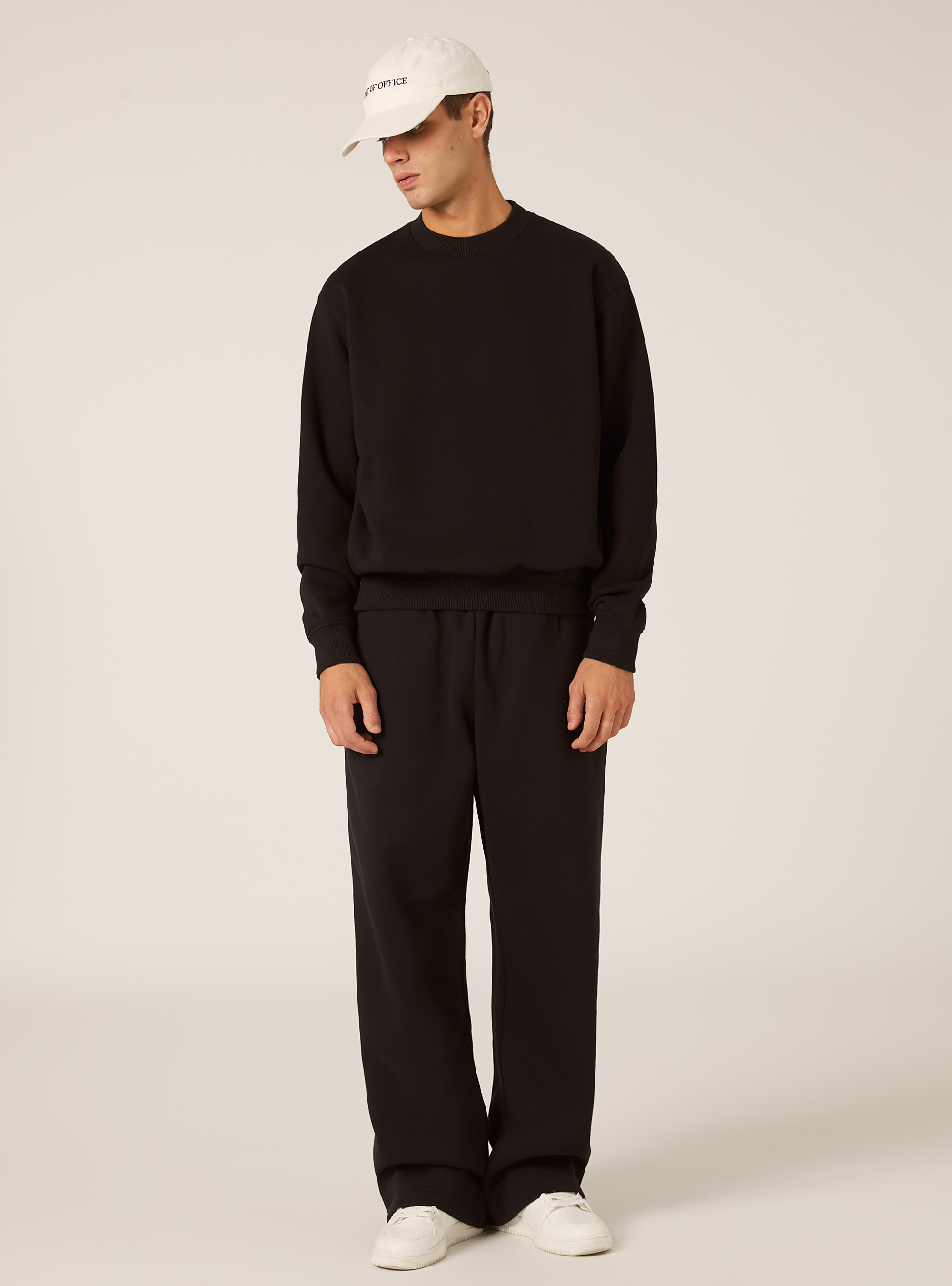 Boxy fit crew neck sweatshirt, BK1 BLACK