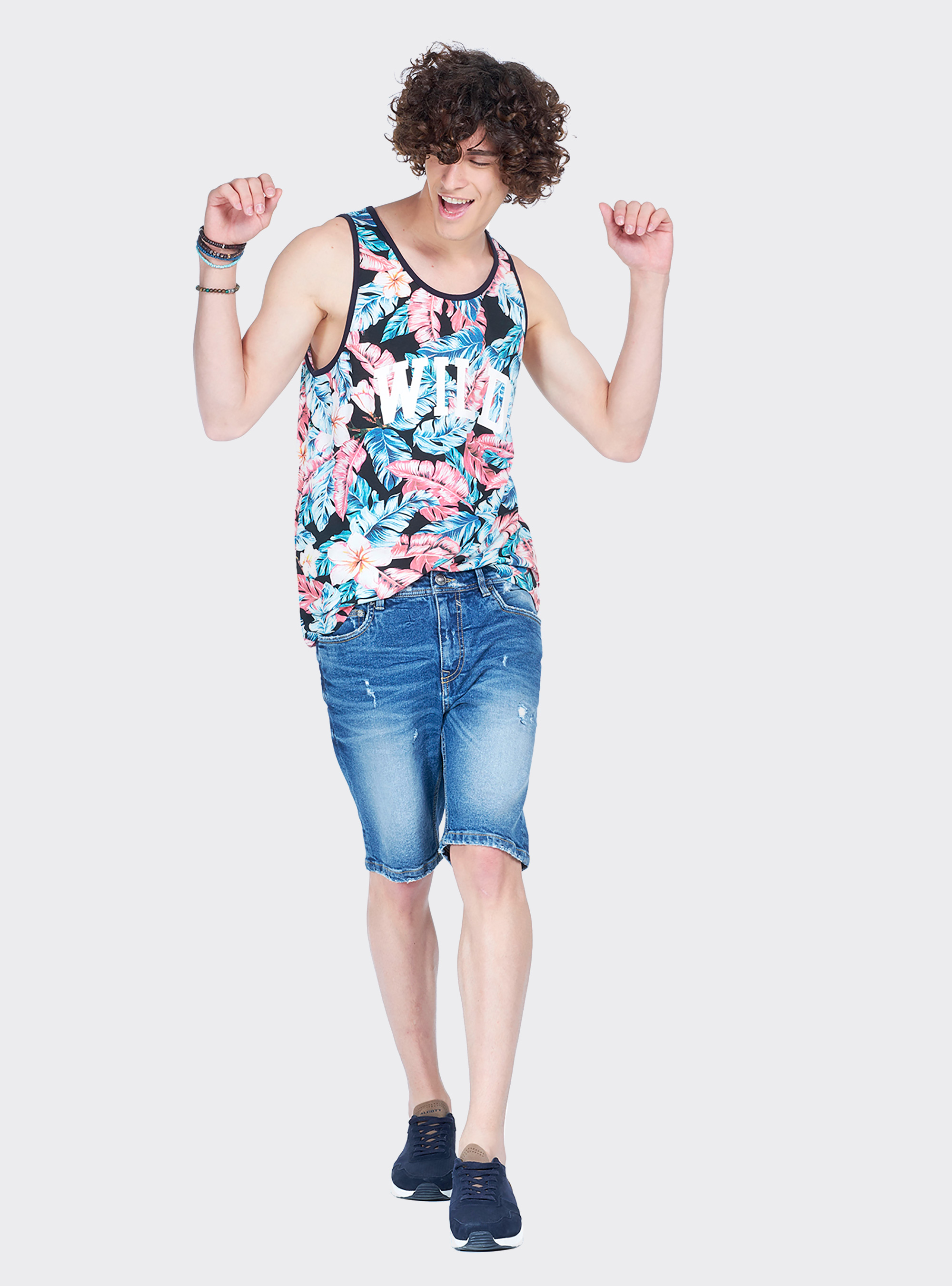 Cotton comfort-stretch tank top, MULTICOLOR