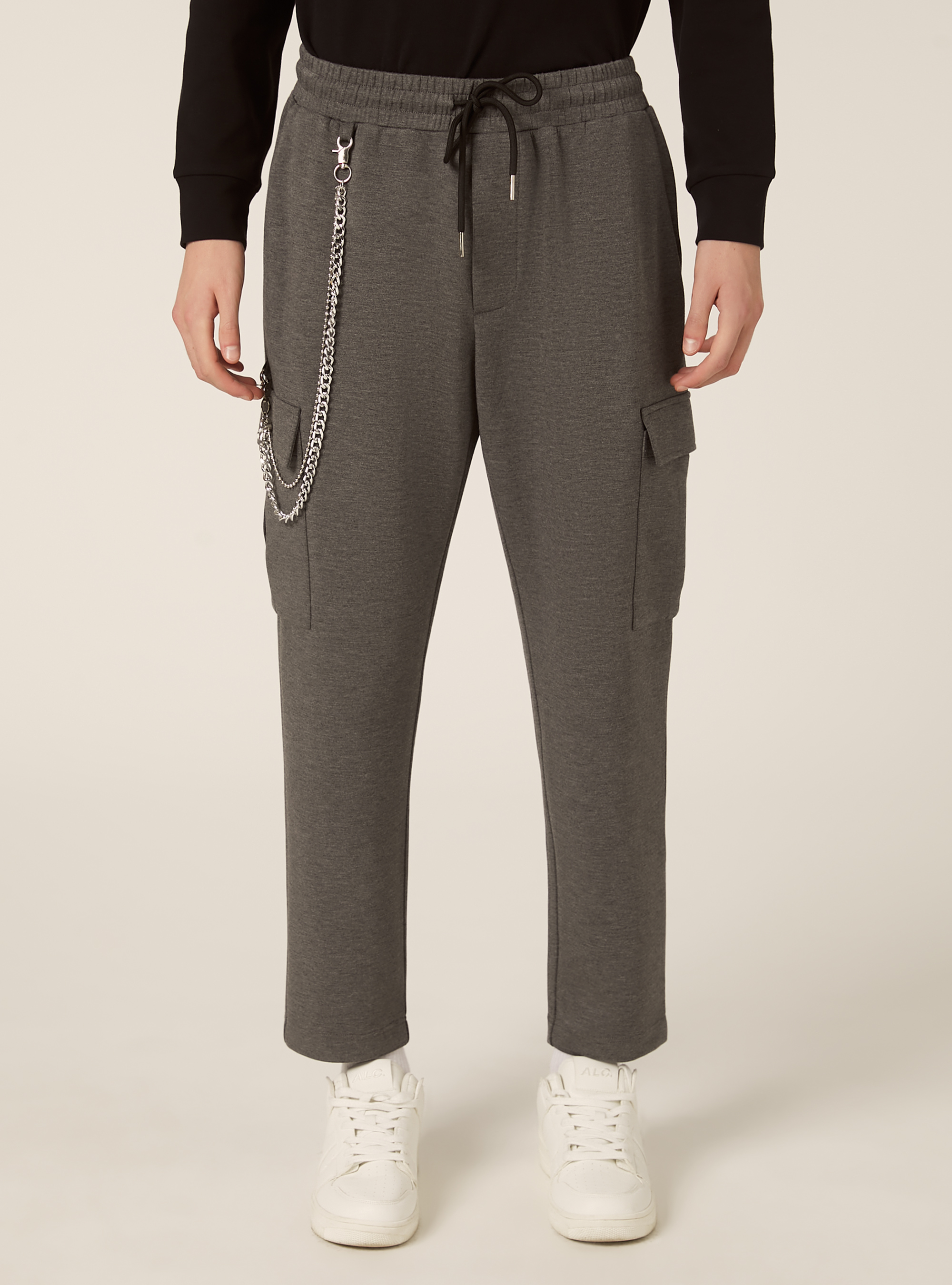 Pantaloni jogger cargo soft touch, MGY1 GREY MEL DARK