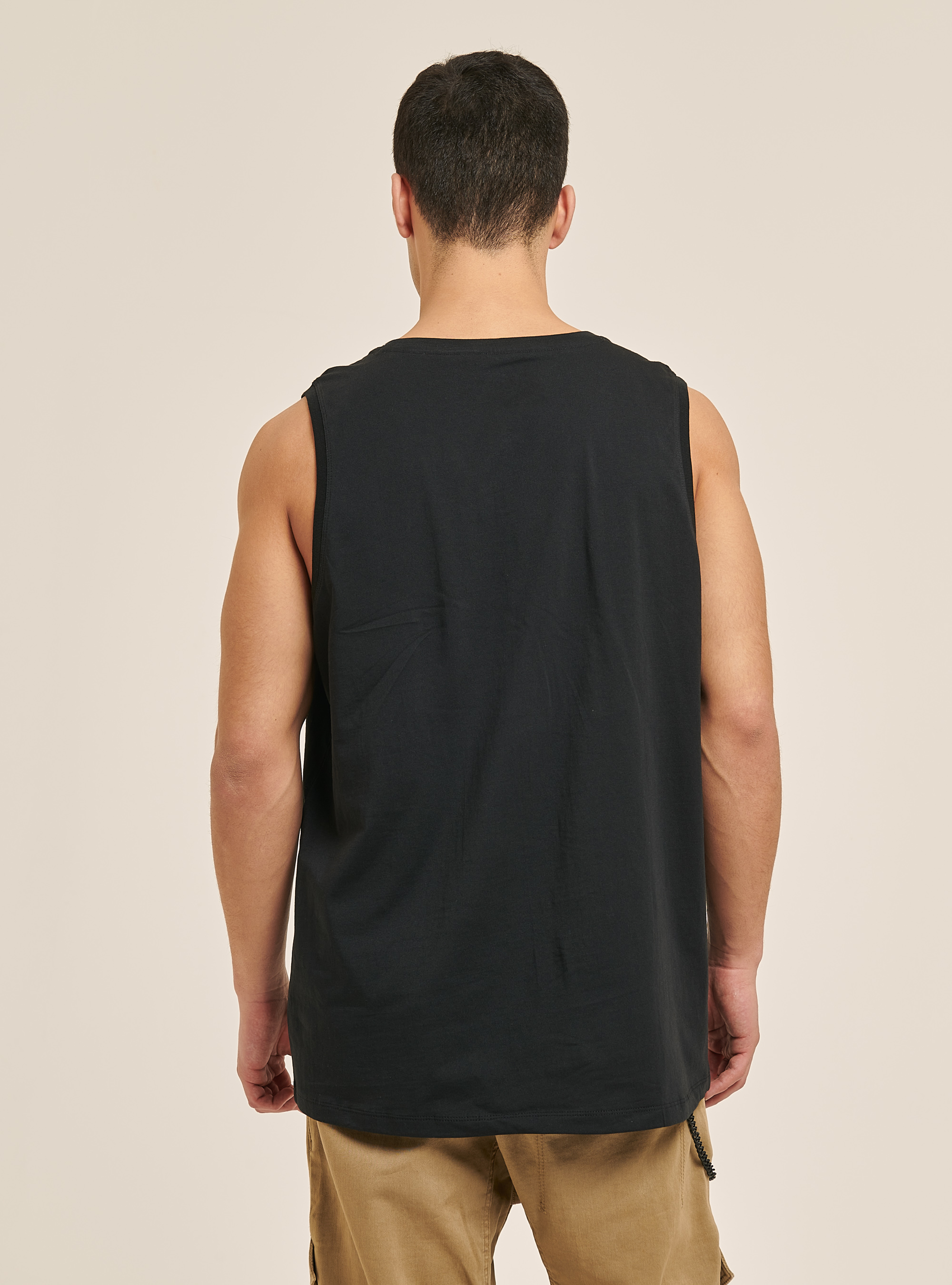 Cotton skull print tank top, BLACK