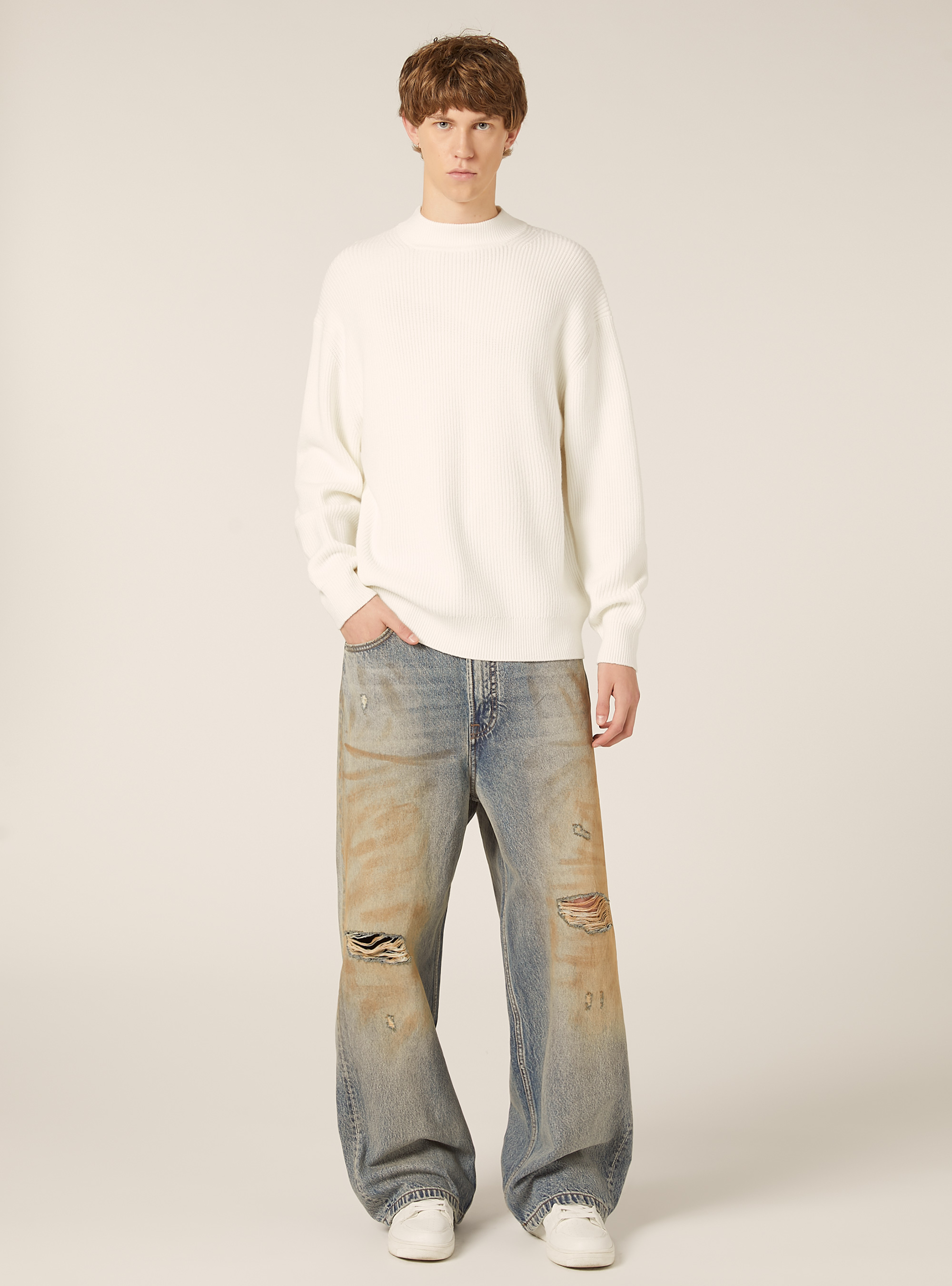 Soft mid-neck pullover, WH2 WHITE