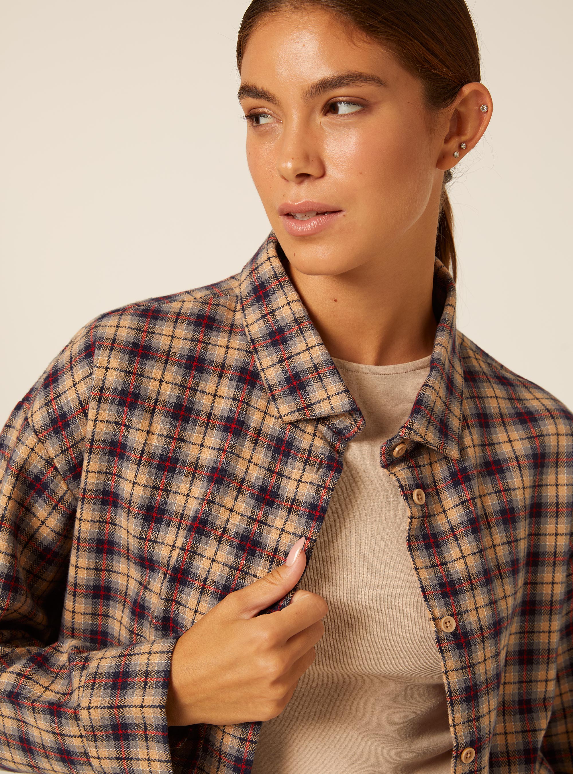Camicia a quadri, BG2 BEIGE MEDIUM