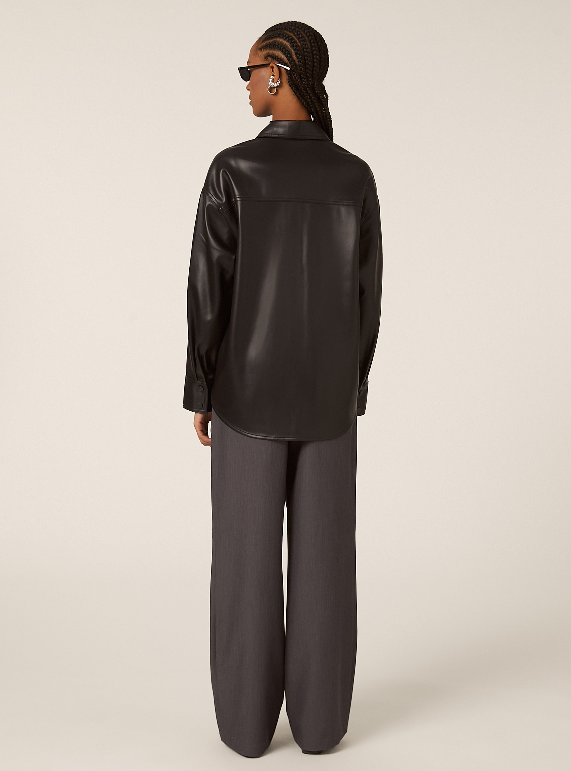 Leather-effect shirt jacket, BK1 BLACK