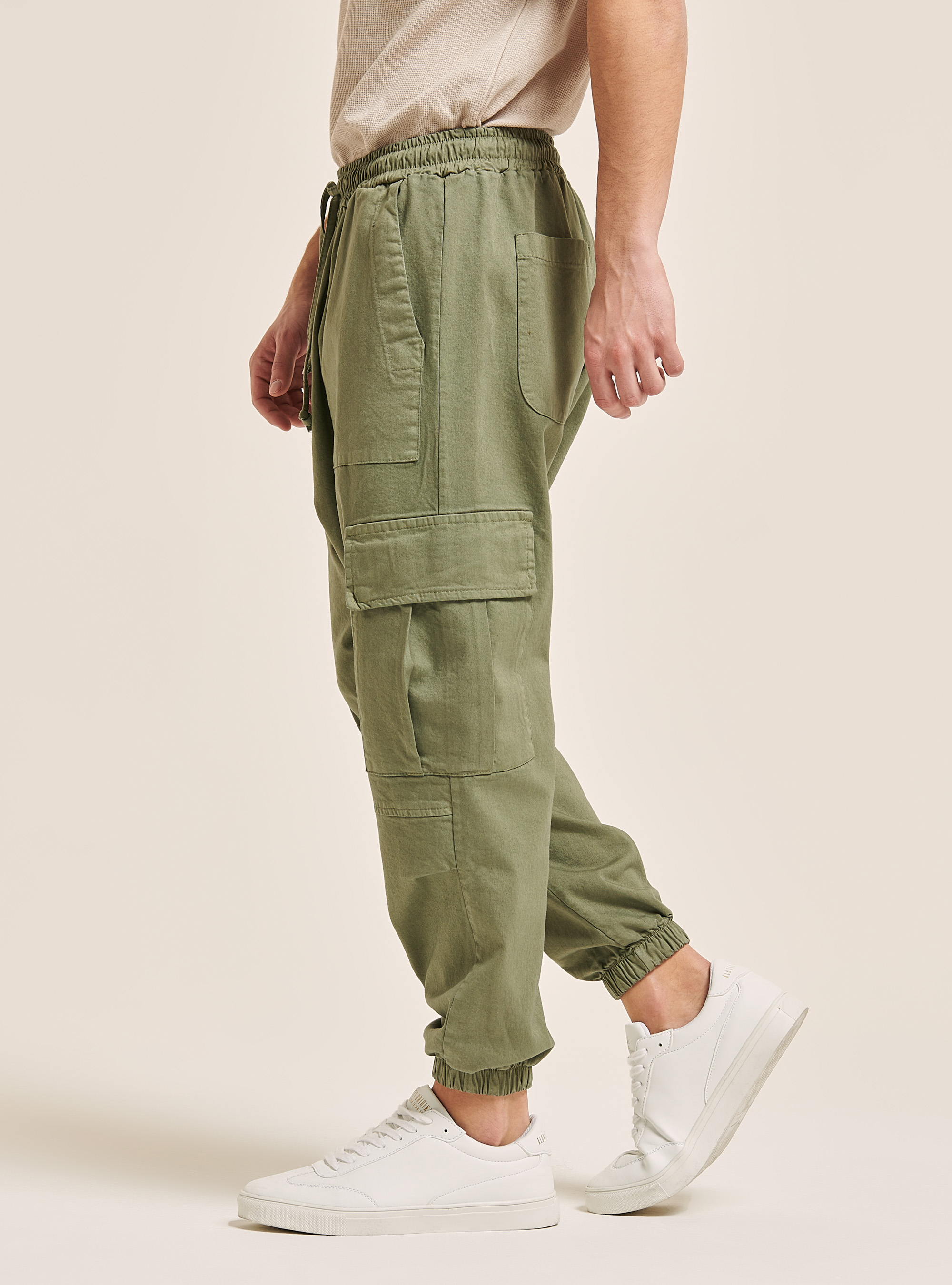 Jogger pants with side pockets, KAKI