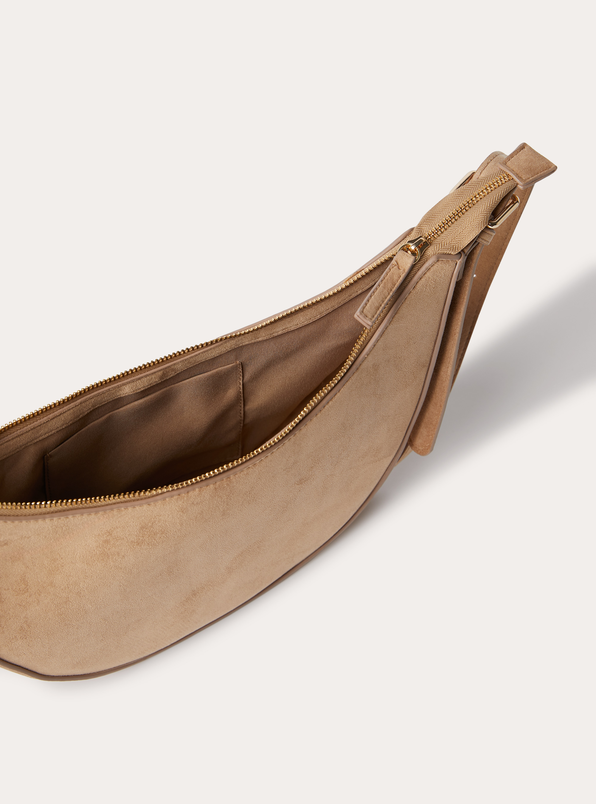 Sac demi-lune en suédine, BG2 BEIGE MEDIUM