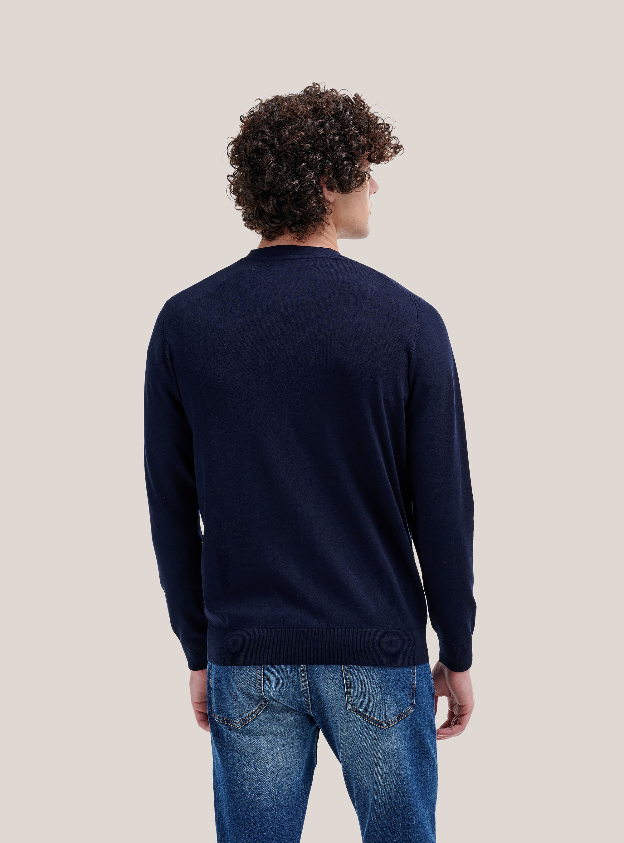 Strickpullover mit Knöpfen, C210 BLUE NAVY