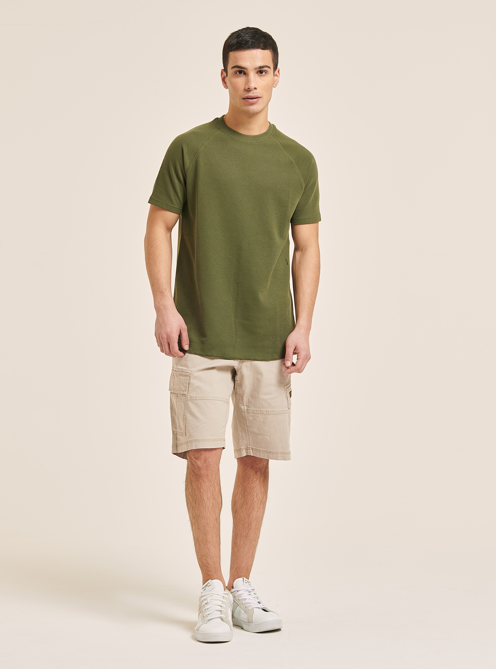 Textured cotton T-shirt, KY1 KAKY DARK