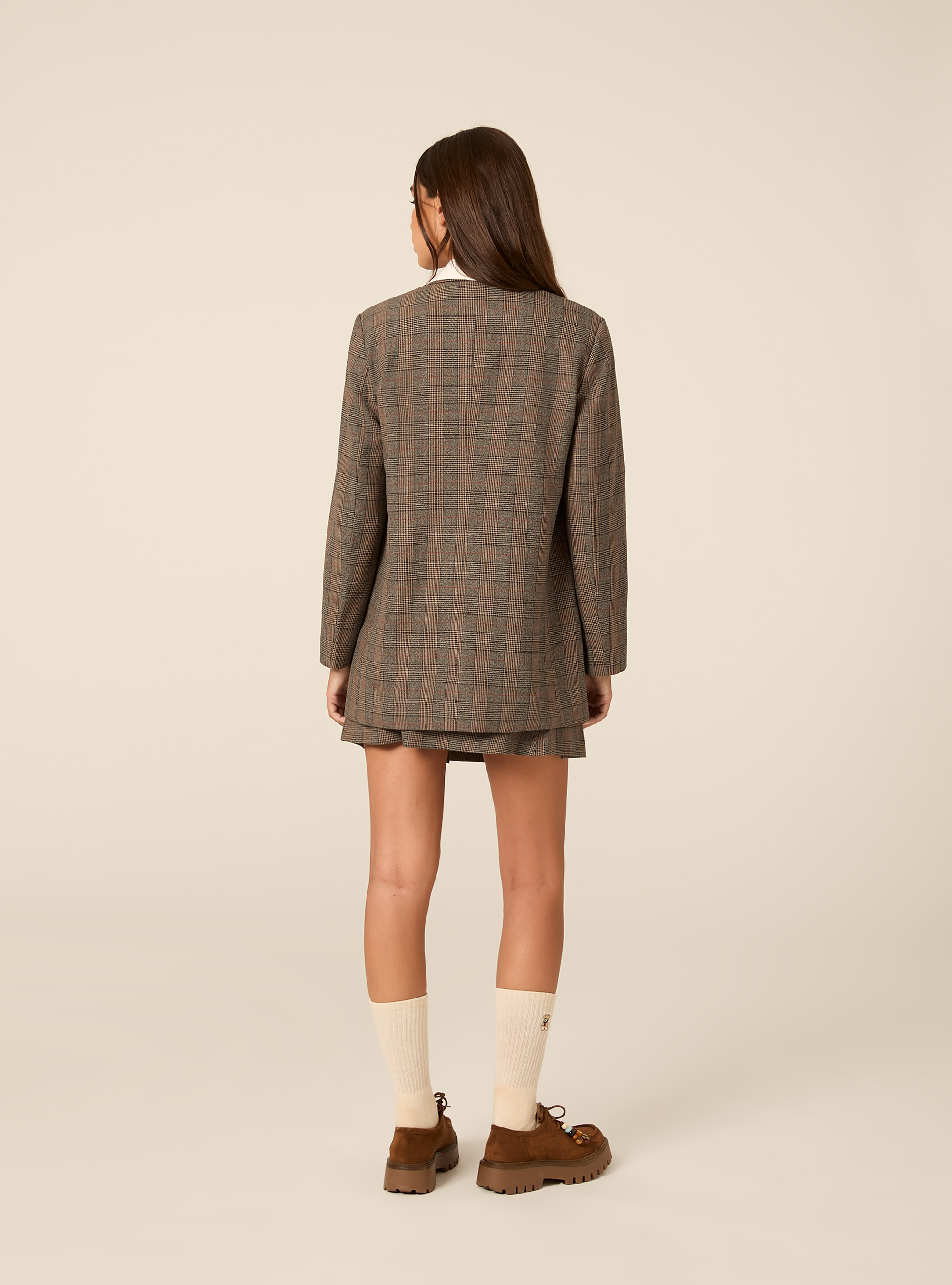Blazer largo sastre con microestampado, BG1 BEIGE DARK