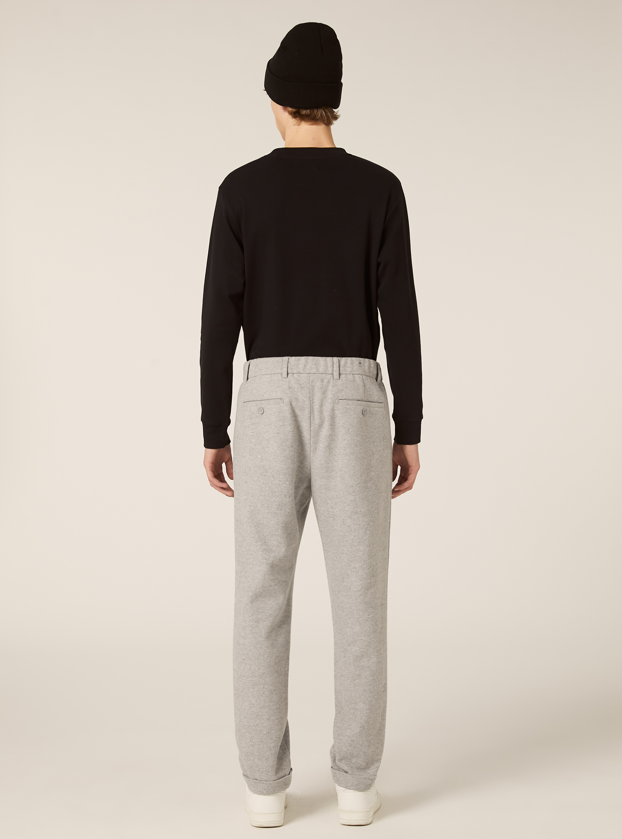 Pantalones con pinzas Efecto franela, MGY3 GREY MEL LIGHT