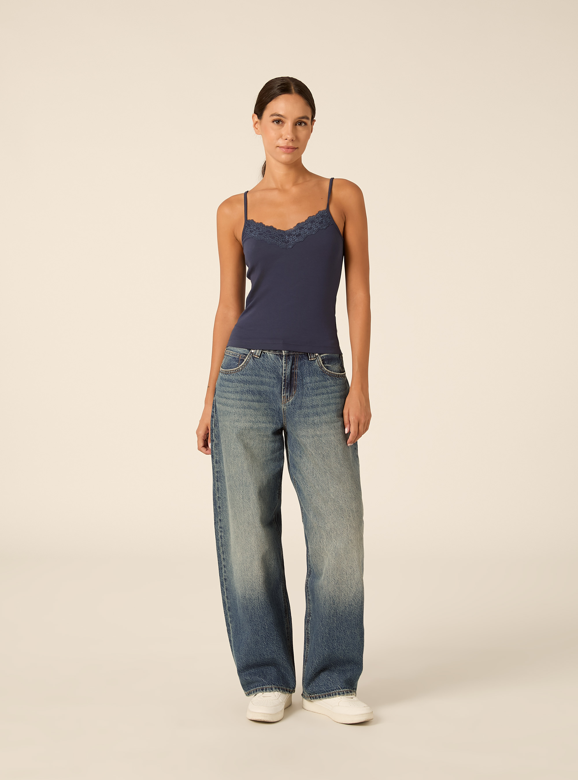 Canotta con dettagli in pizzo, NA2 NAVY MEDIUM