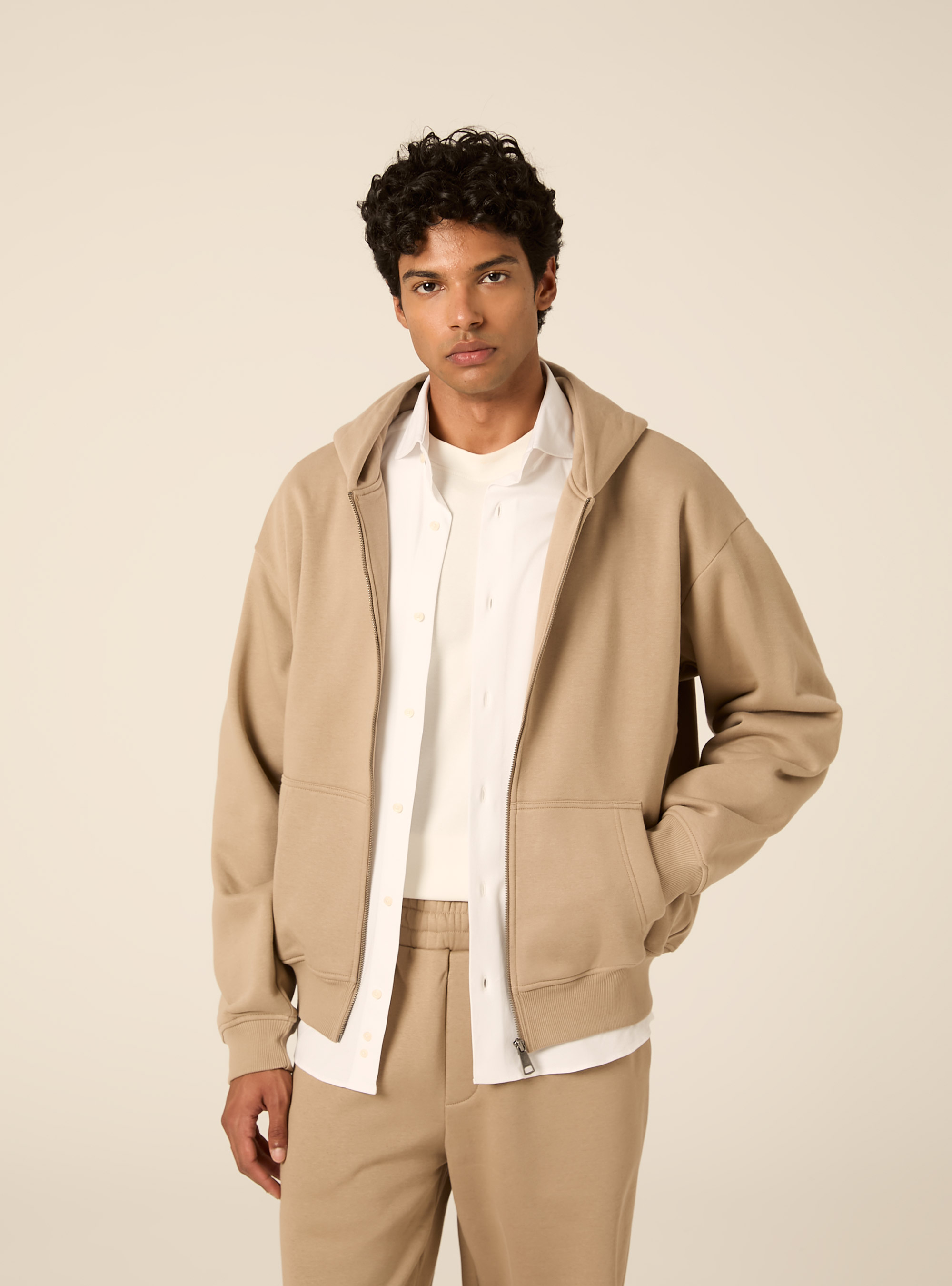 Cardigan basico boxy fit, BG2 BEIGE MEDIUM