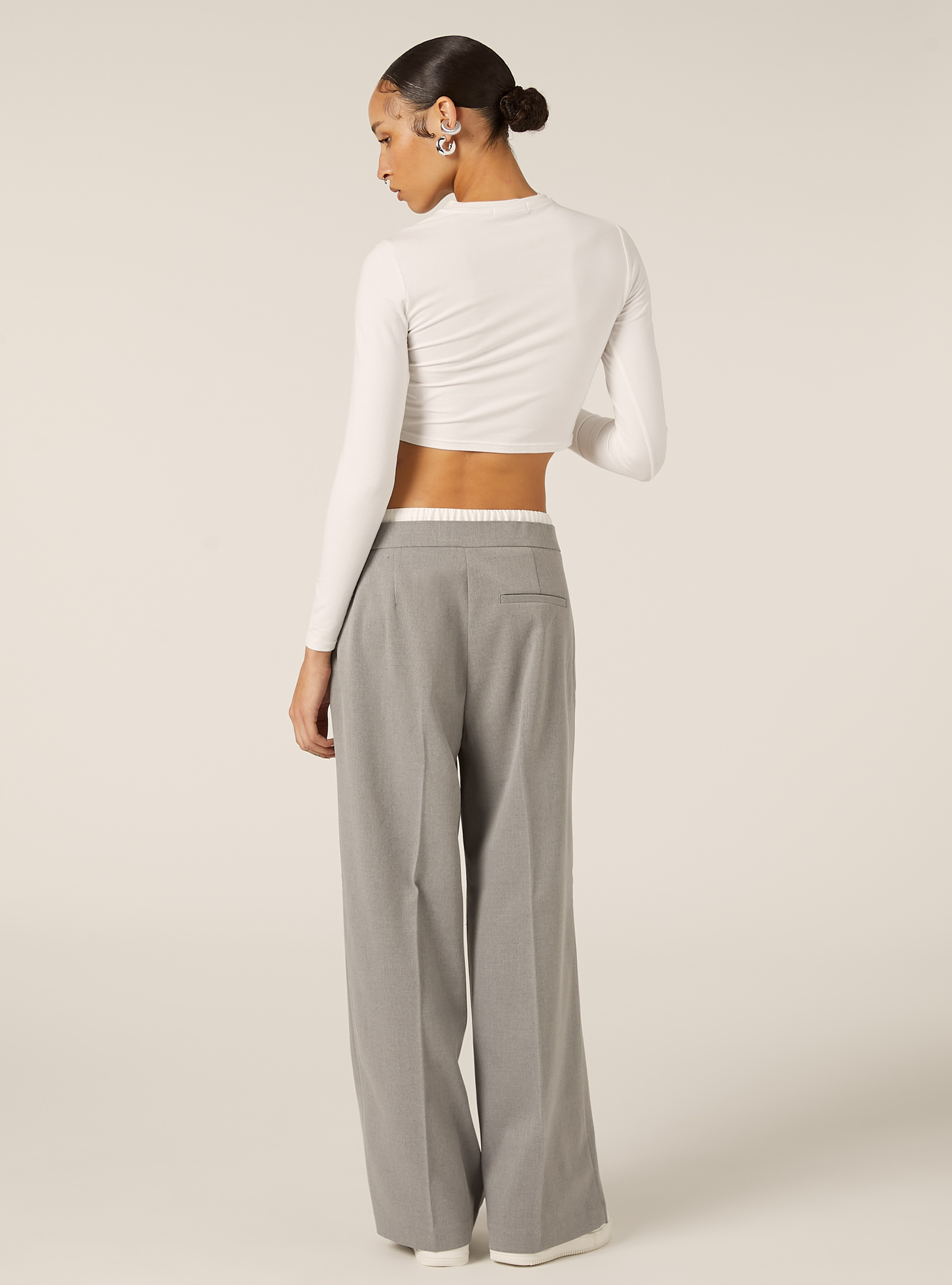 Pantaloni con doppia cinta, MGY3 GREY MEL LIGHT