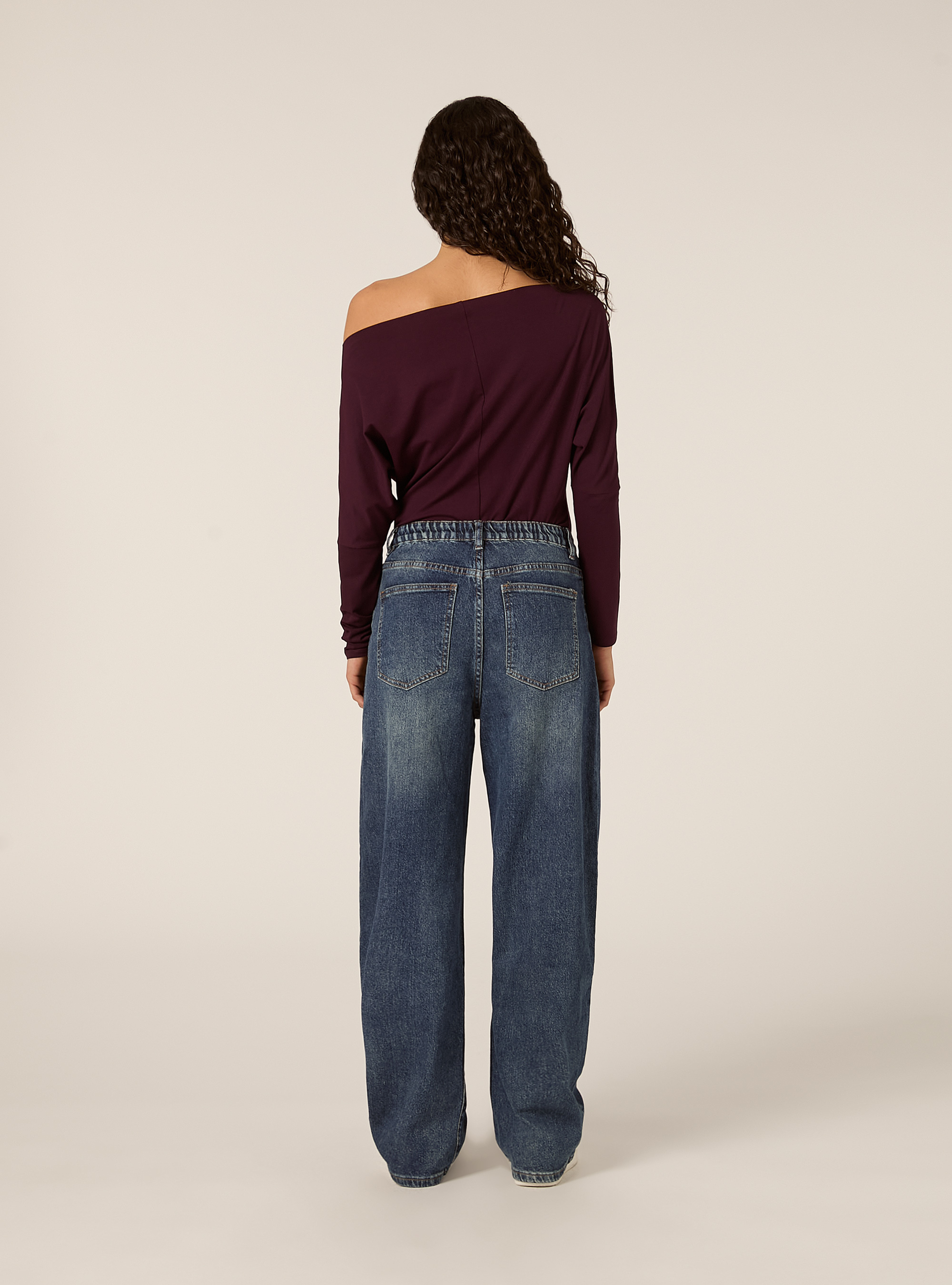 T-shirt a maniche lunghe asimmetrica, VI2 VIOLET MEDIUM