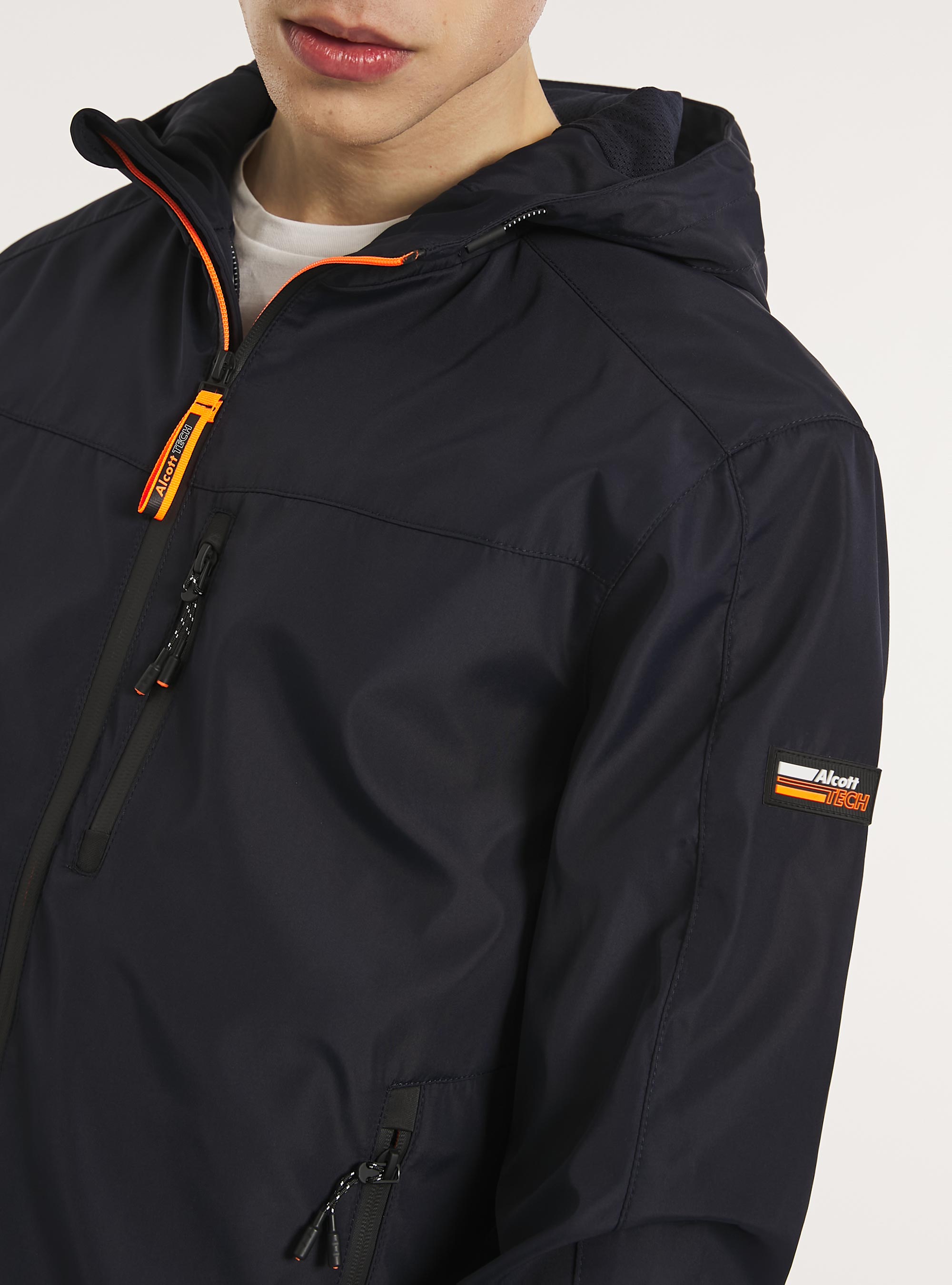 Windproof hooded bomber jacket, NA1 NAVY DARK
