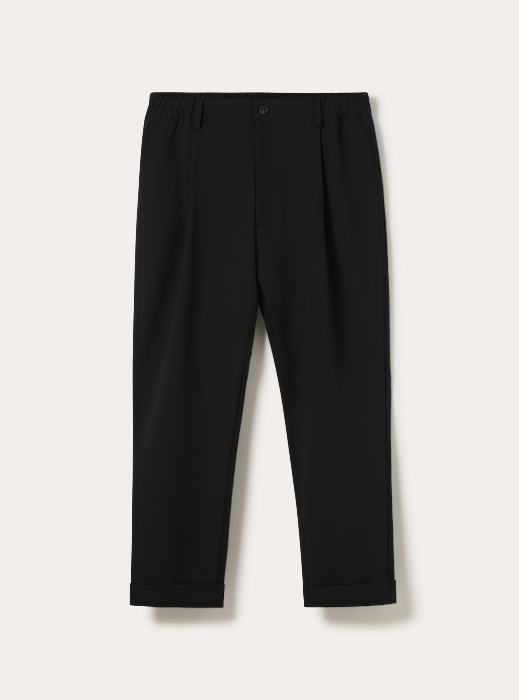 Pantalon carotte &agrave; pinces, BK1 BLACK