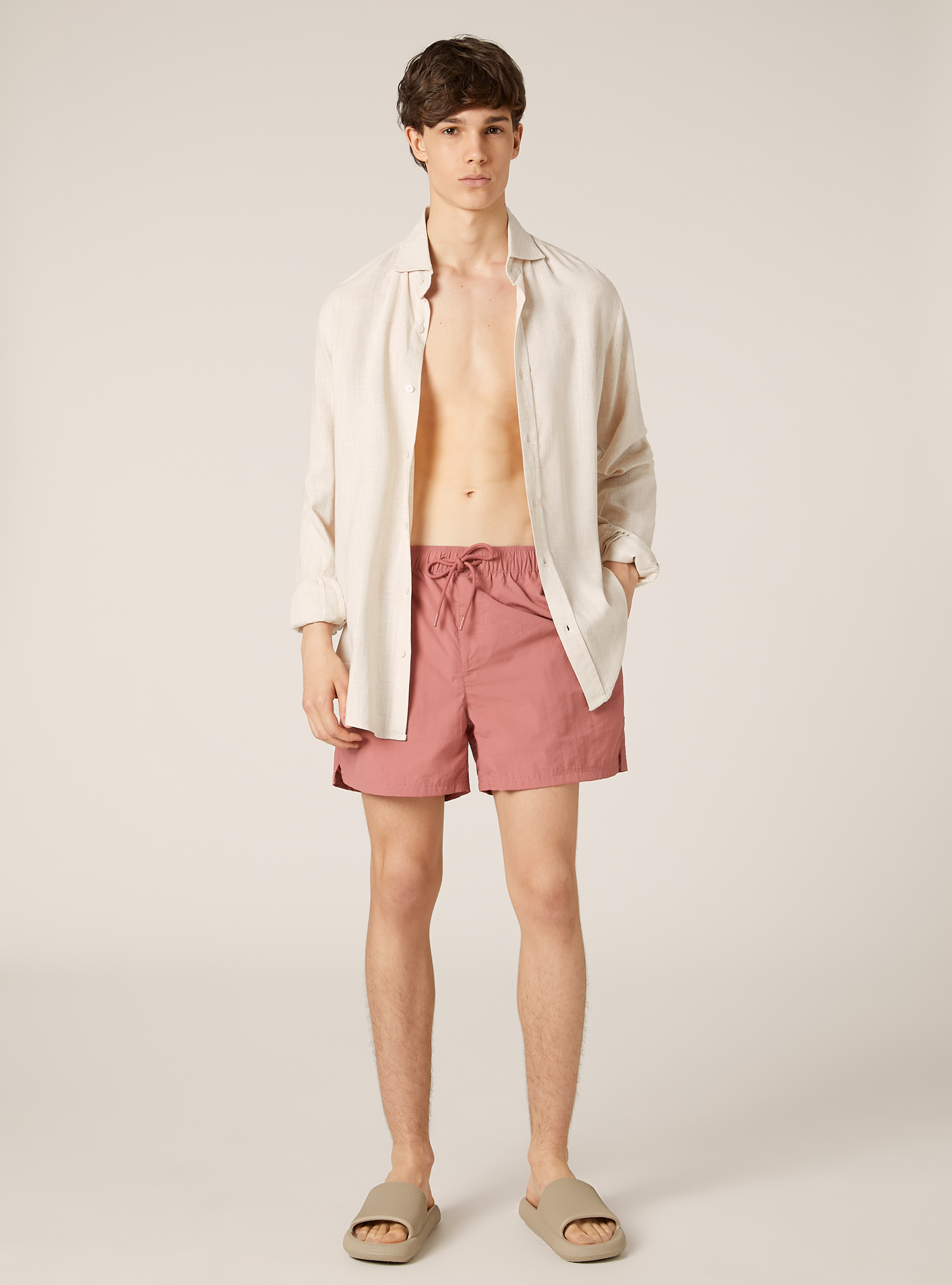 Maillot de bain uni avec poche arri&egrave;re, PK1 PINK DARK