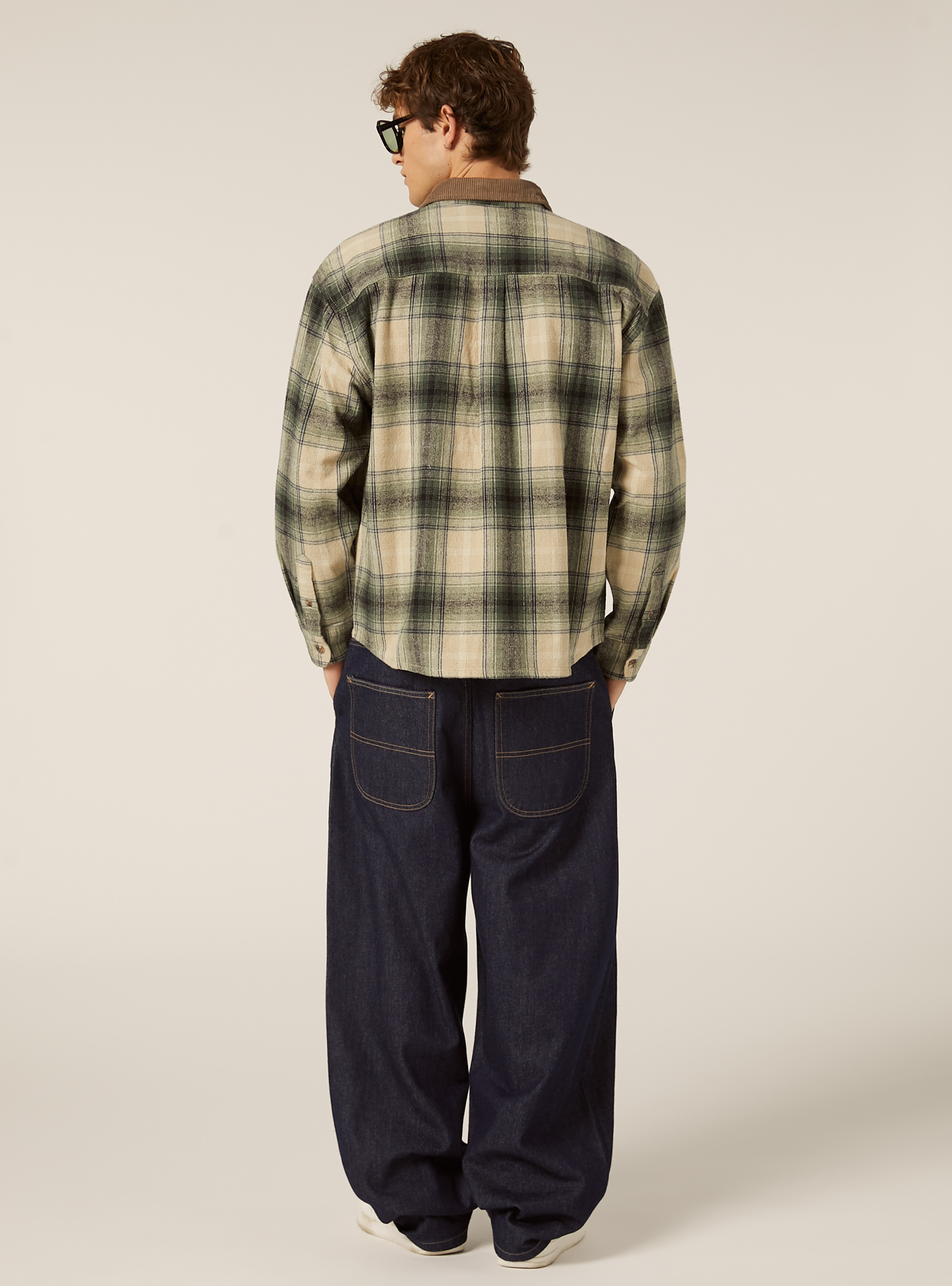 Overshirt aus Flanell mit Samtkragen, KY2 KAKY MEDIUM