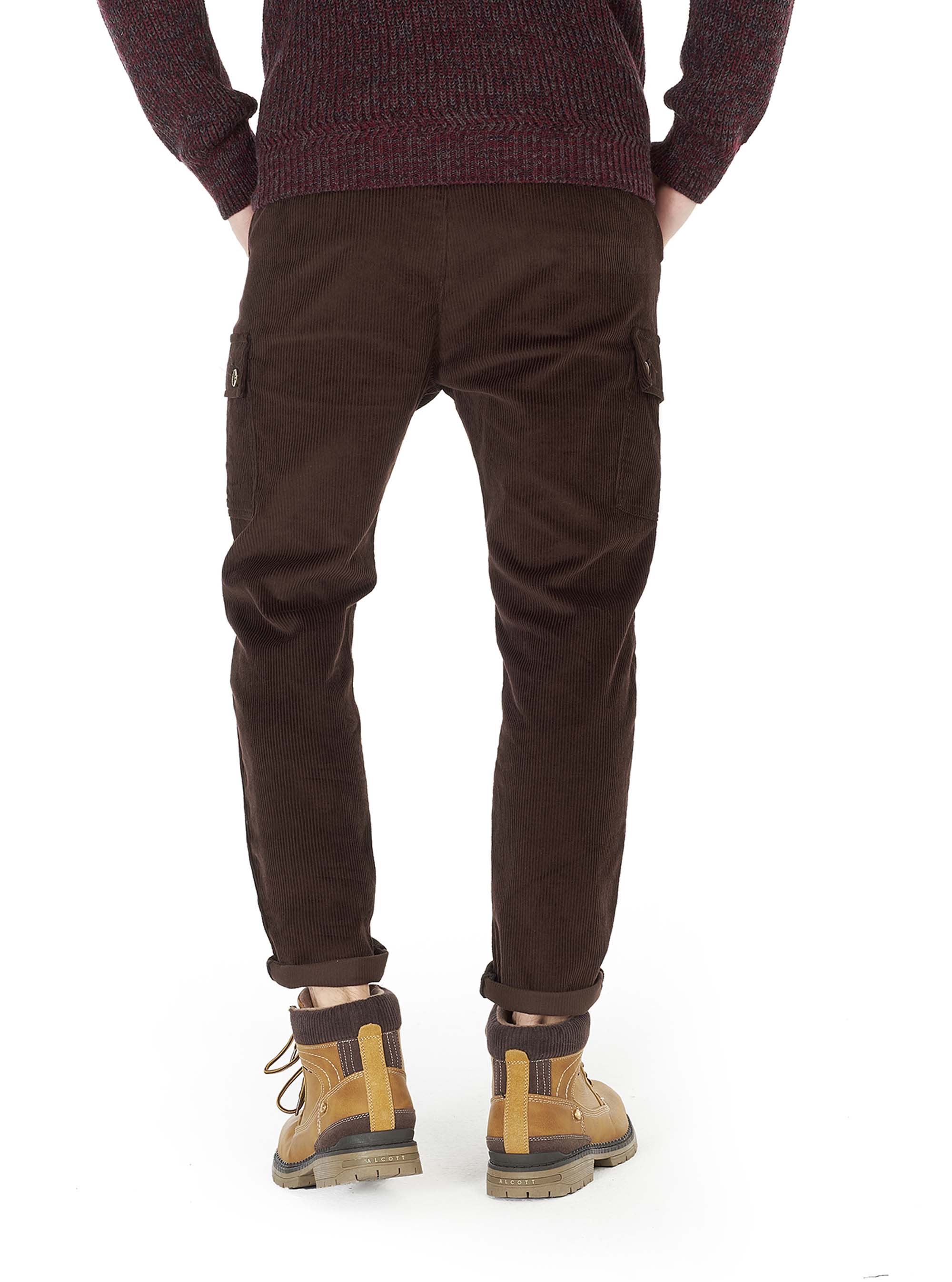 Pantalone cargo in velluto, C526 BROWN