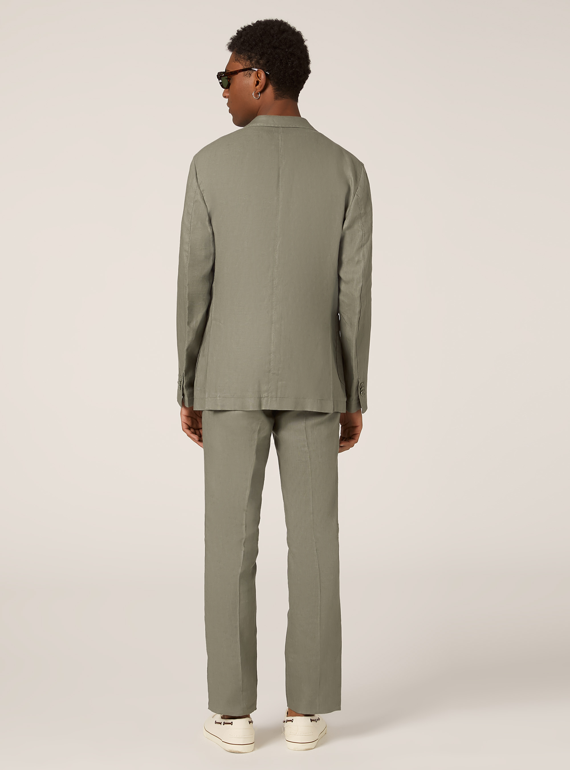 Single-breasted pure linen jacket, KY2 KAKY MEDIUM
