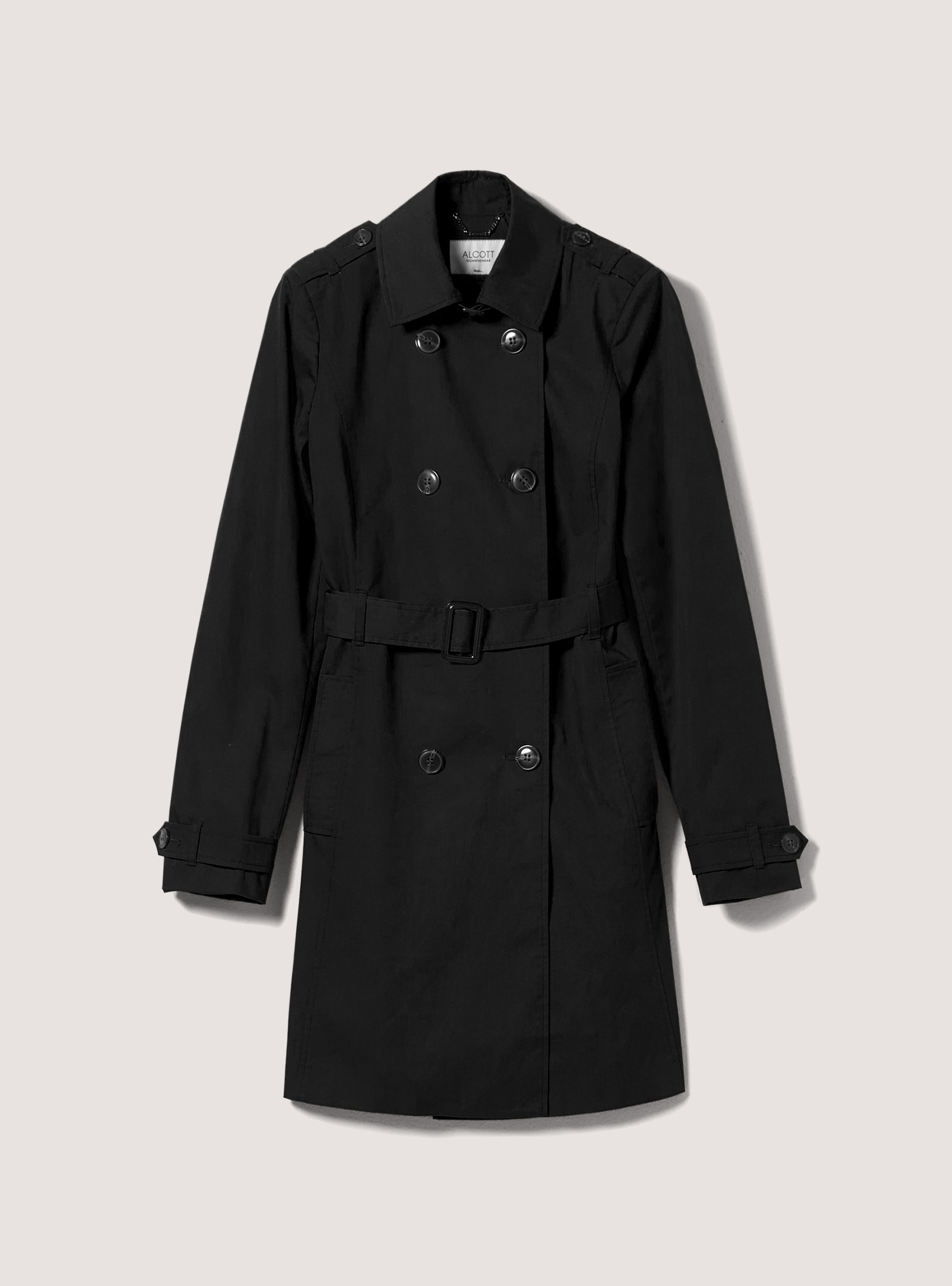 Trench-coat souple avec ceinture, C101 BLACK