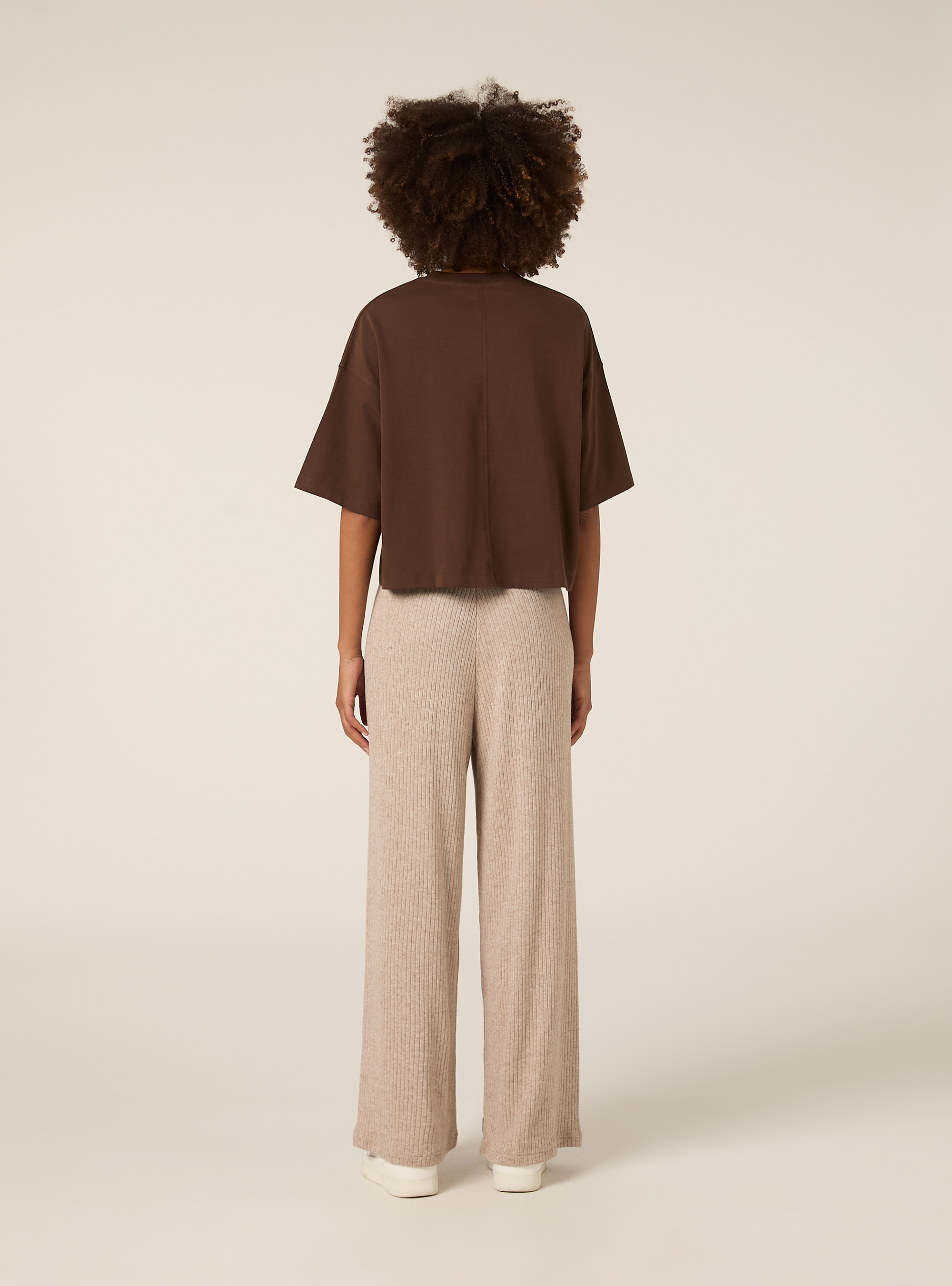 Pantalones de punto palazzo, MBG2 BEIGE MEL MED