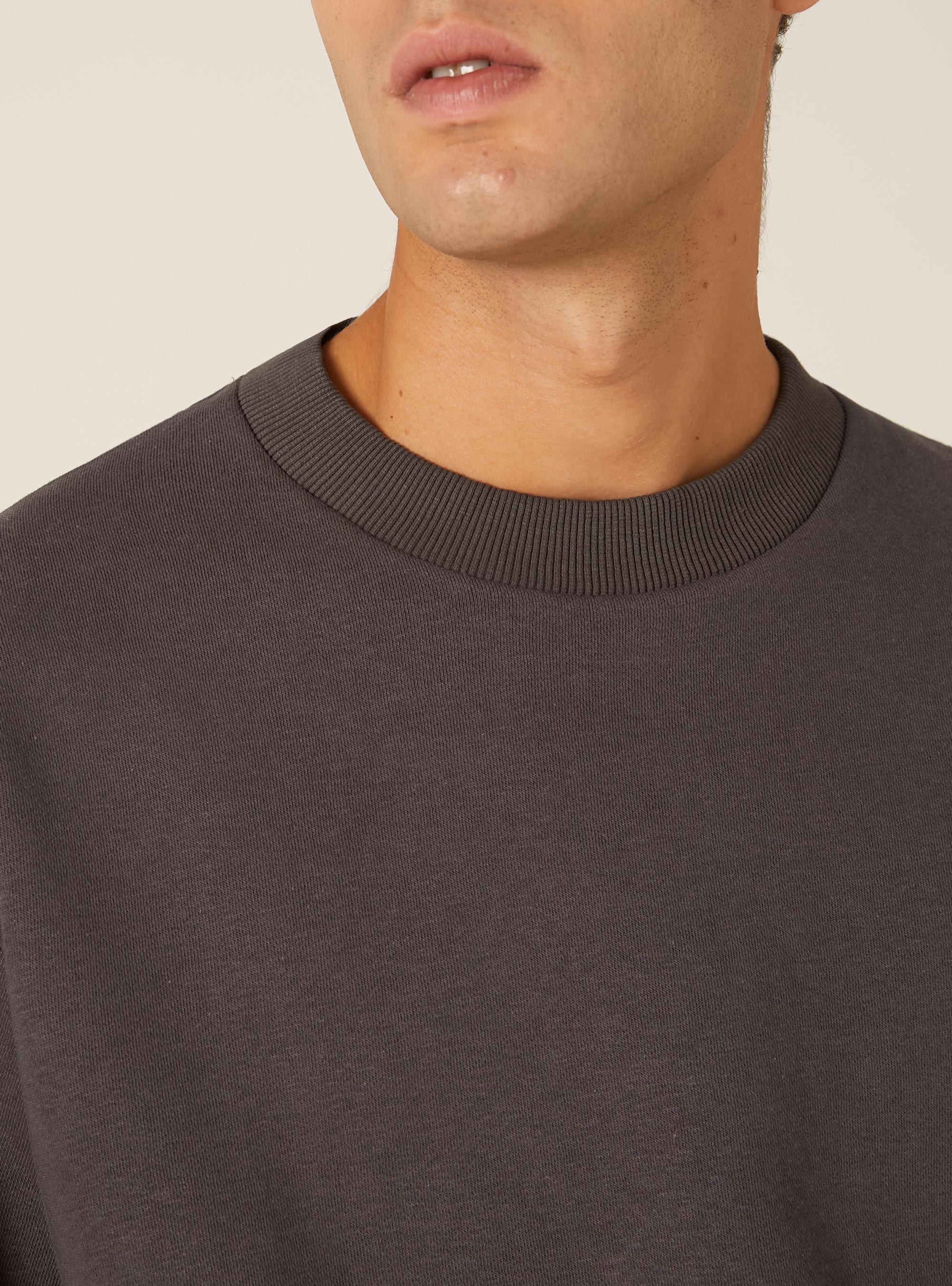 Boxy fit crew neck sweatshirt, GY1 GREY DARK