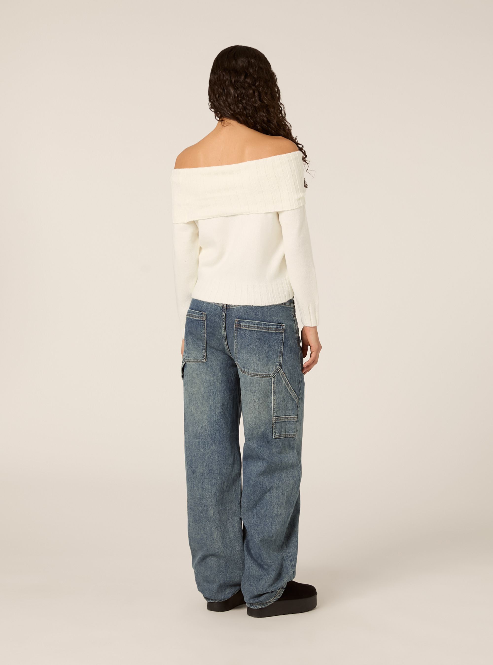 Maglia con spalle scoperte bardot, WH2 WHITE