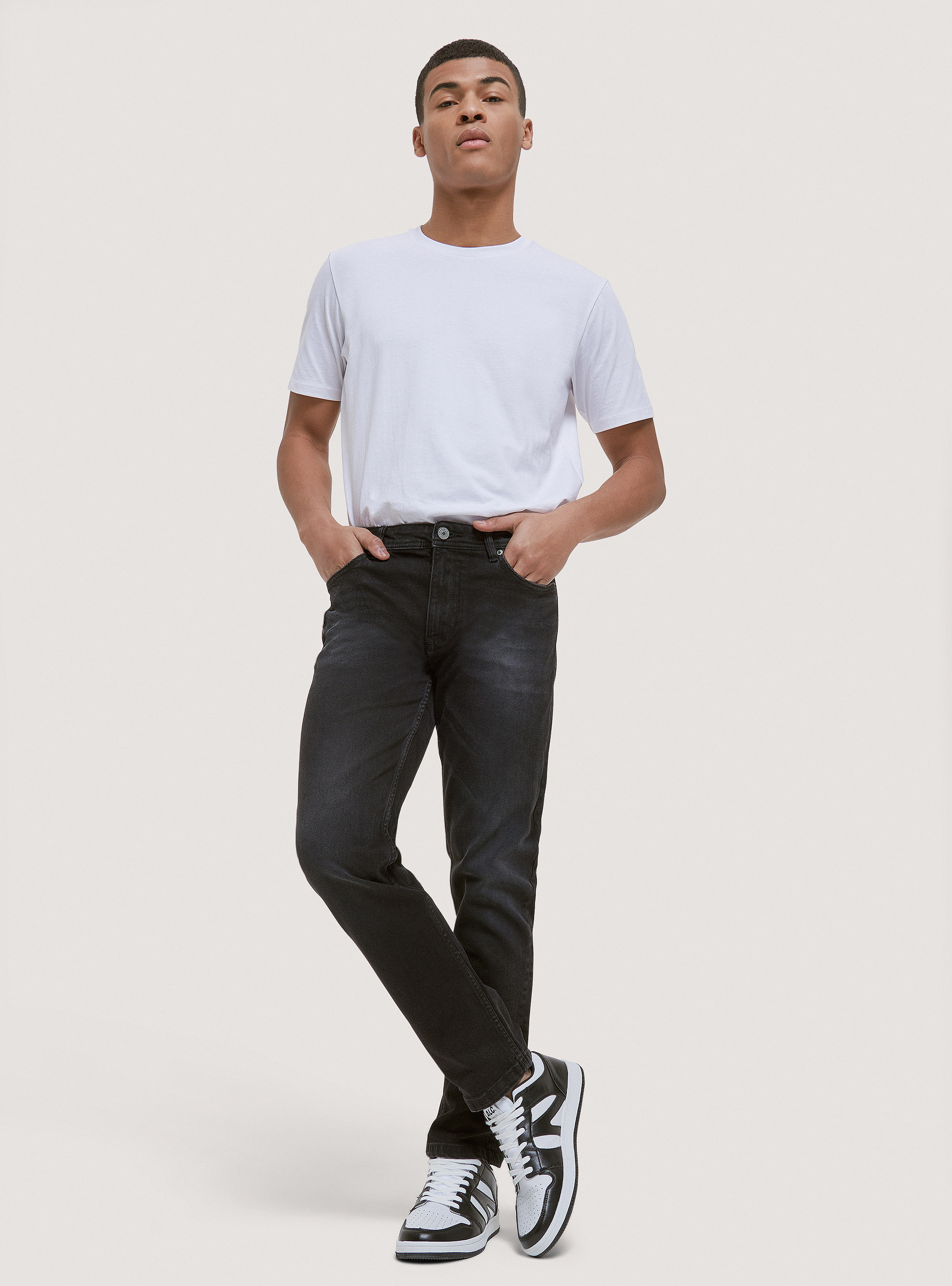 Slim Fit Baumwolljeans, C109 BLACK