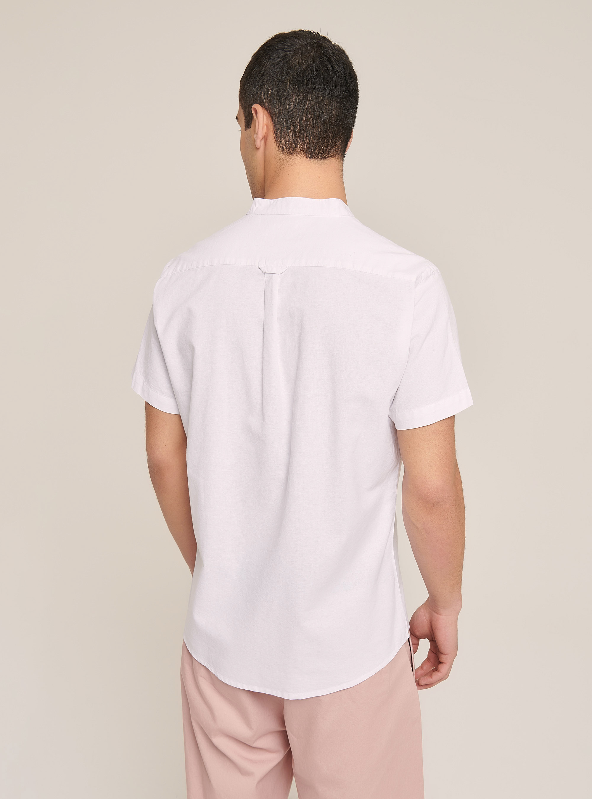 Camisa de algodon color liso, BLANCO
