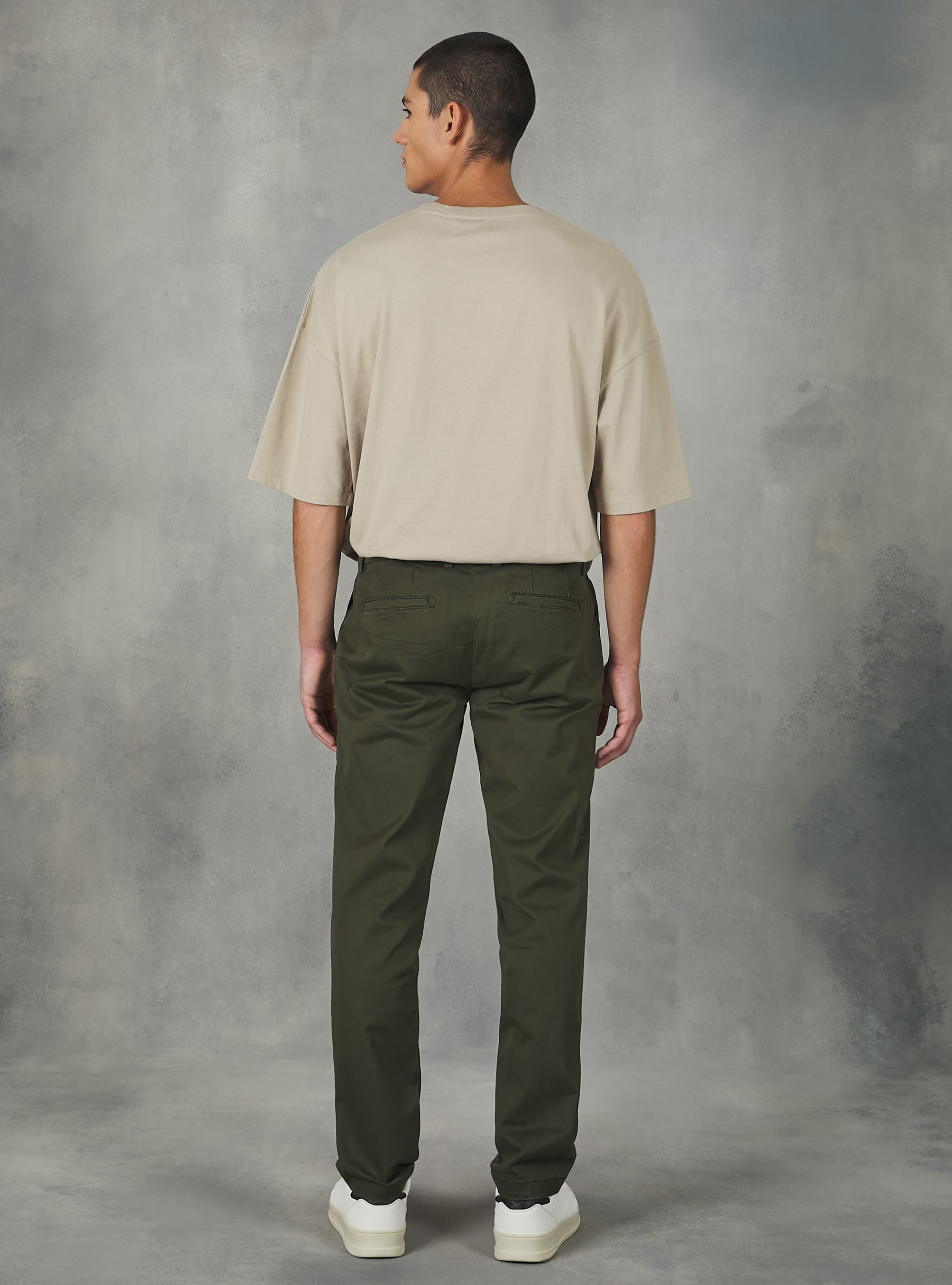 Stretch cotton twill chinos, KY2 KAKY MEDIUM