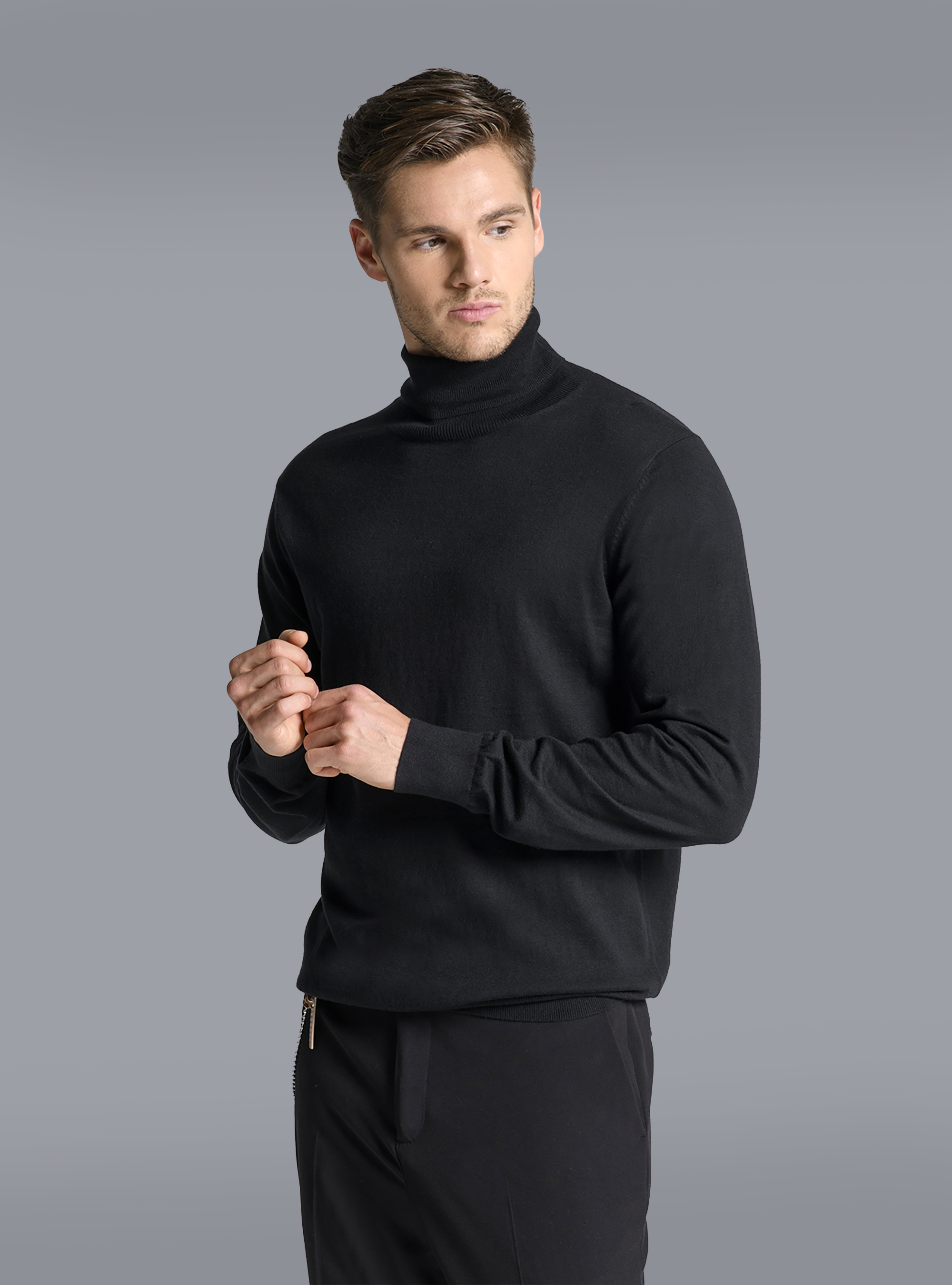 Maglia con collo alto, BLACK
