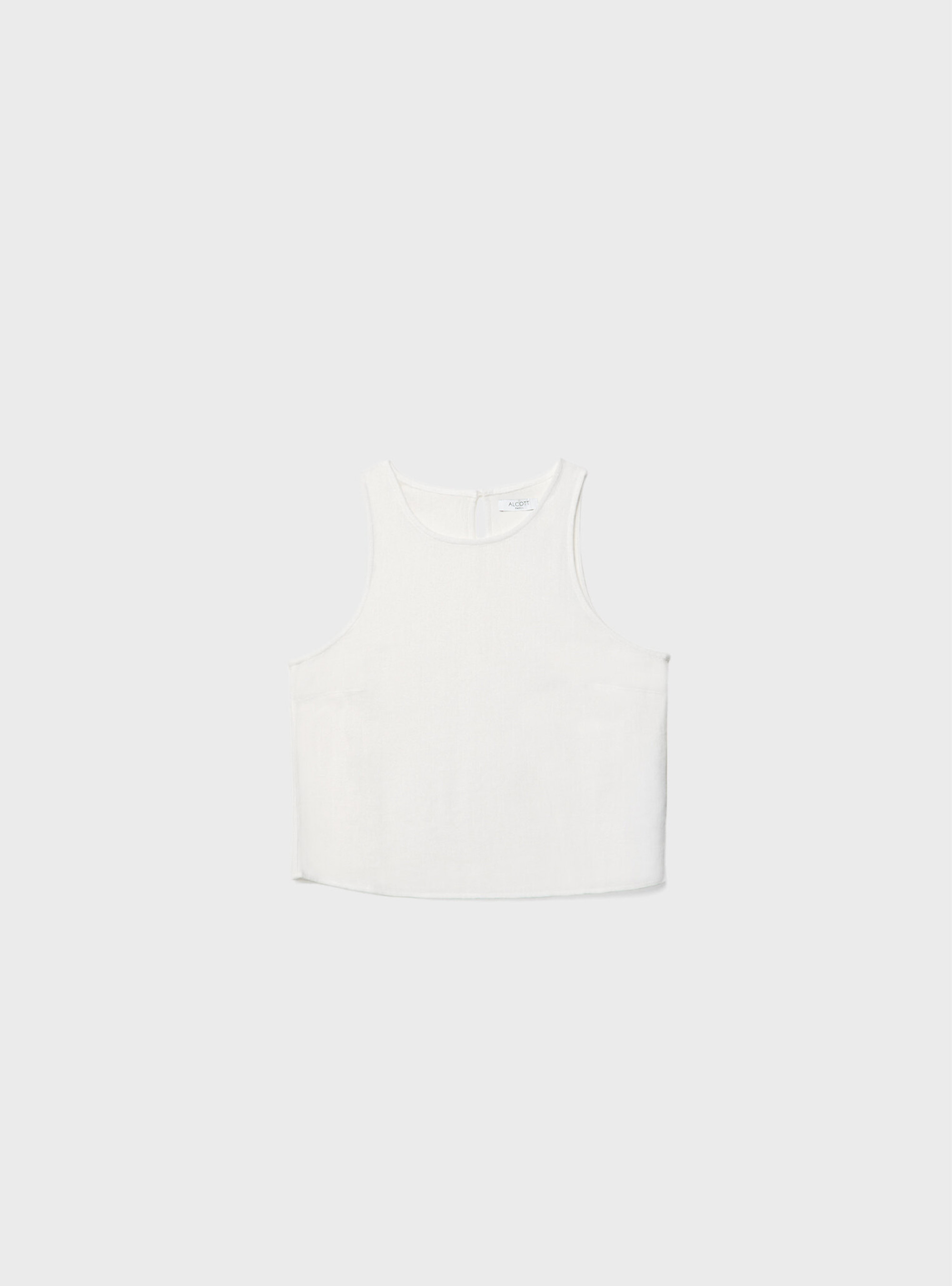 Linen blend cropped tank top, WH2 WHITE