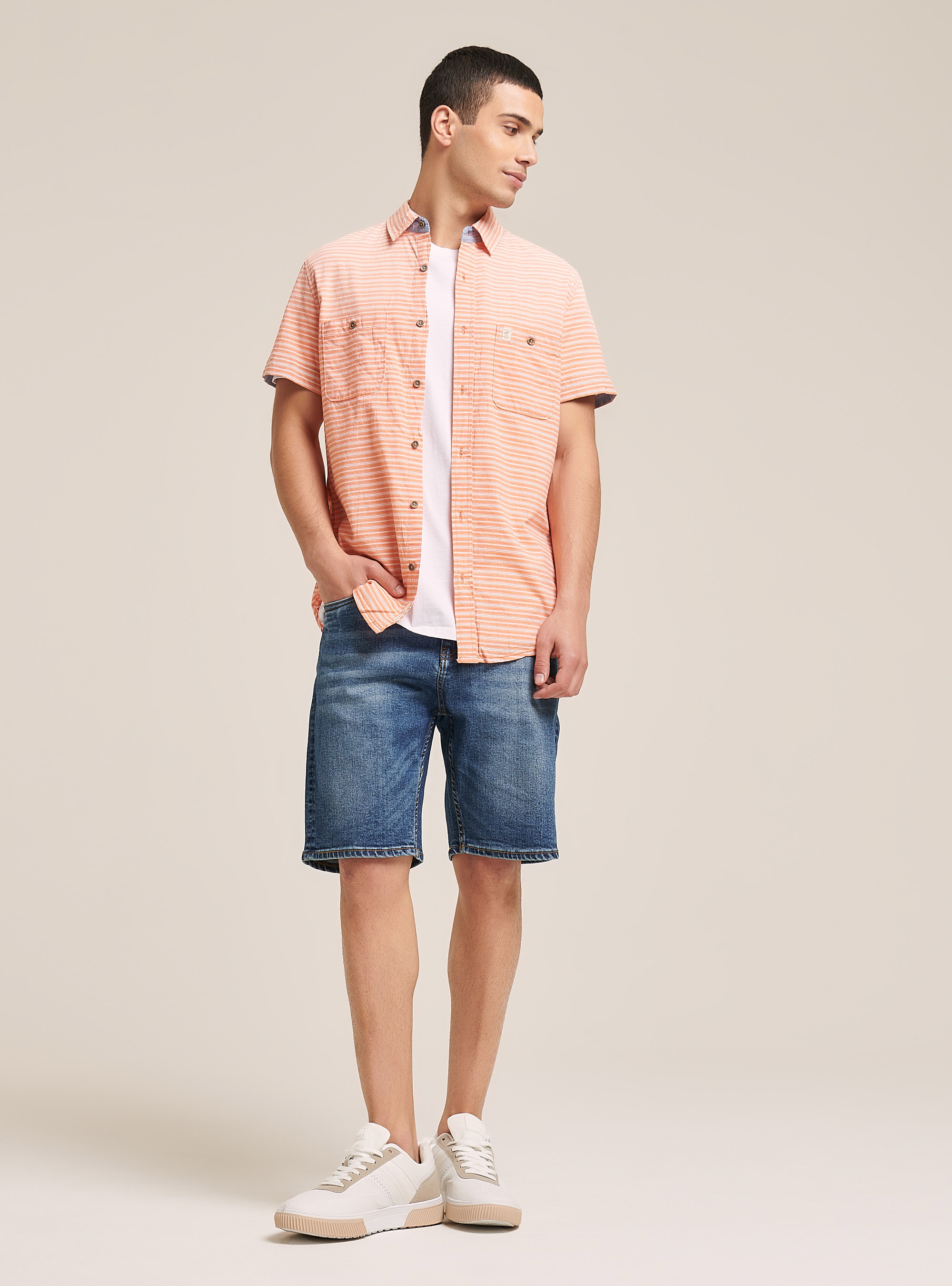 Camisa a rayas, C0360 ORANGE