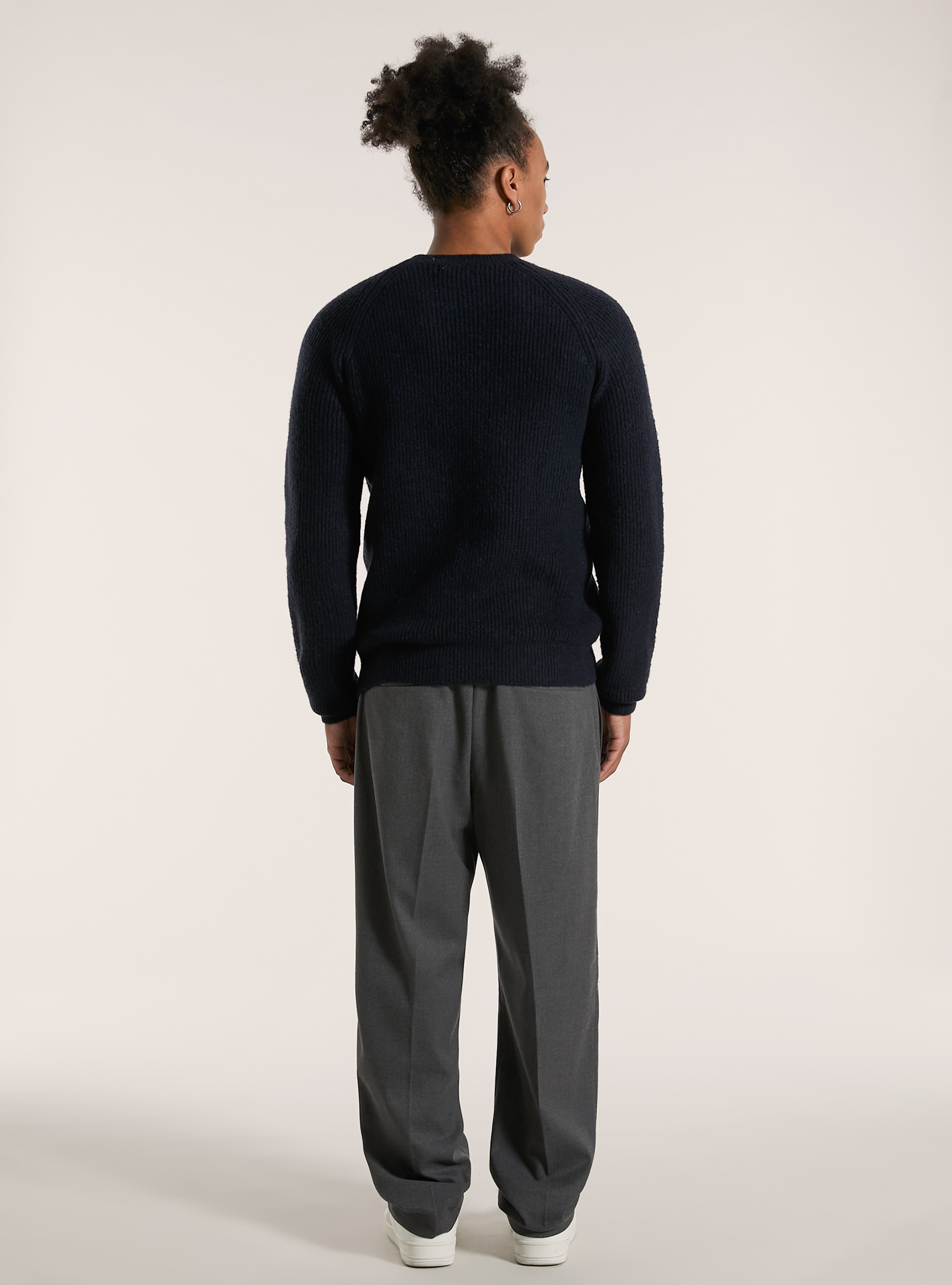 Jersey de canalé inglés en mezcla de lana, NA1 NAVY DARK