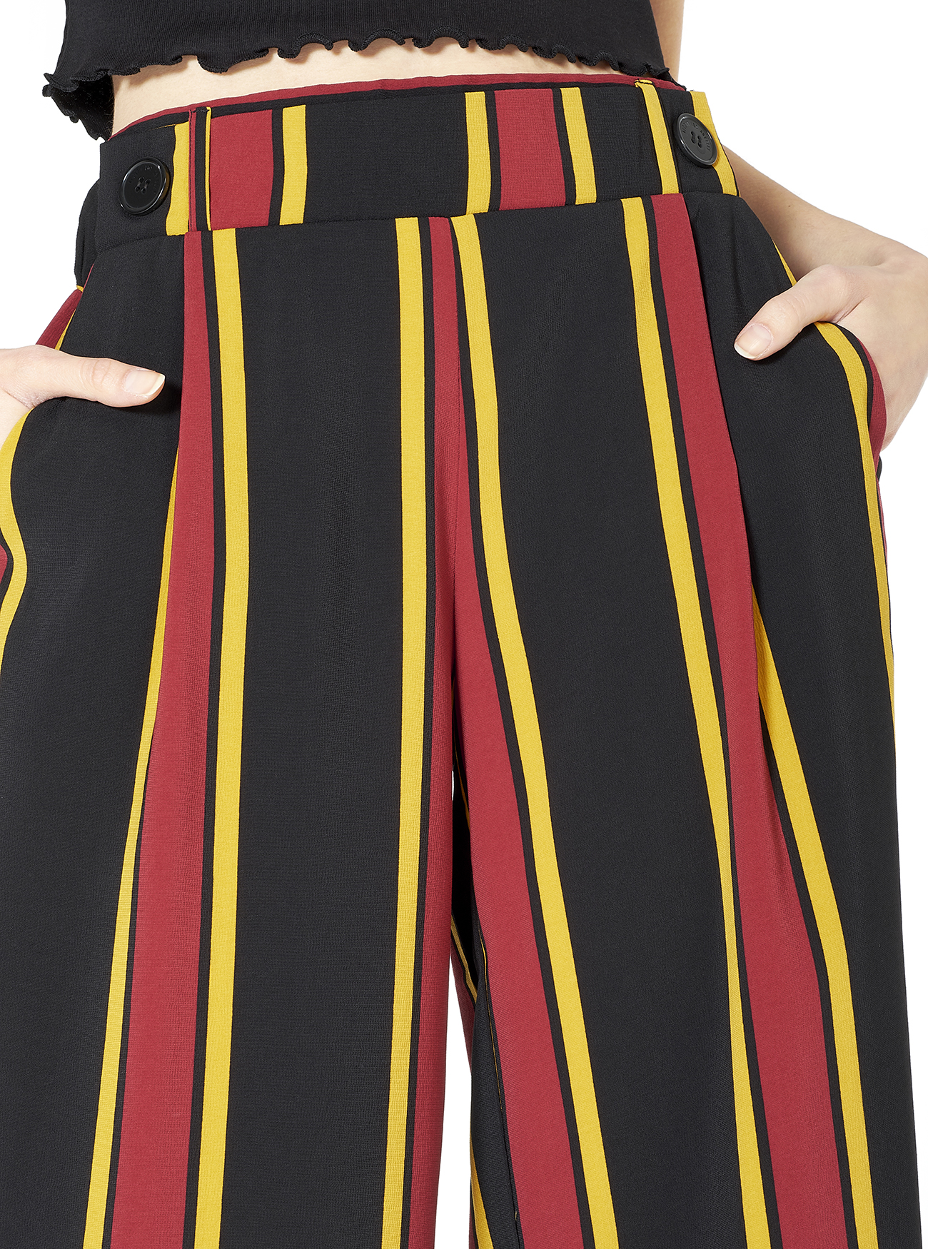 Pantalone gamba ampia vita alta e comfort fit, STRIPES