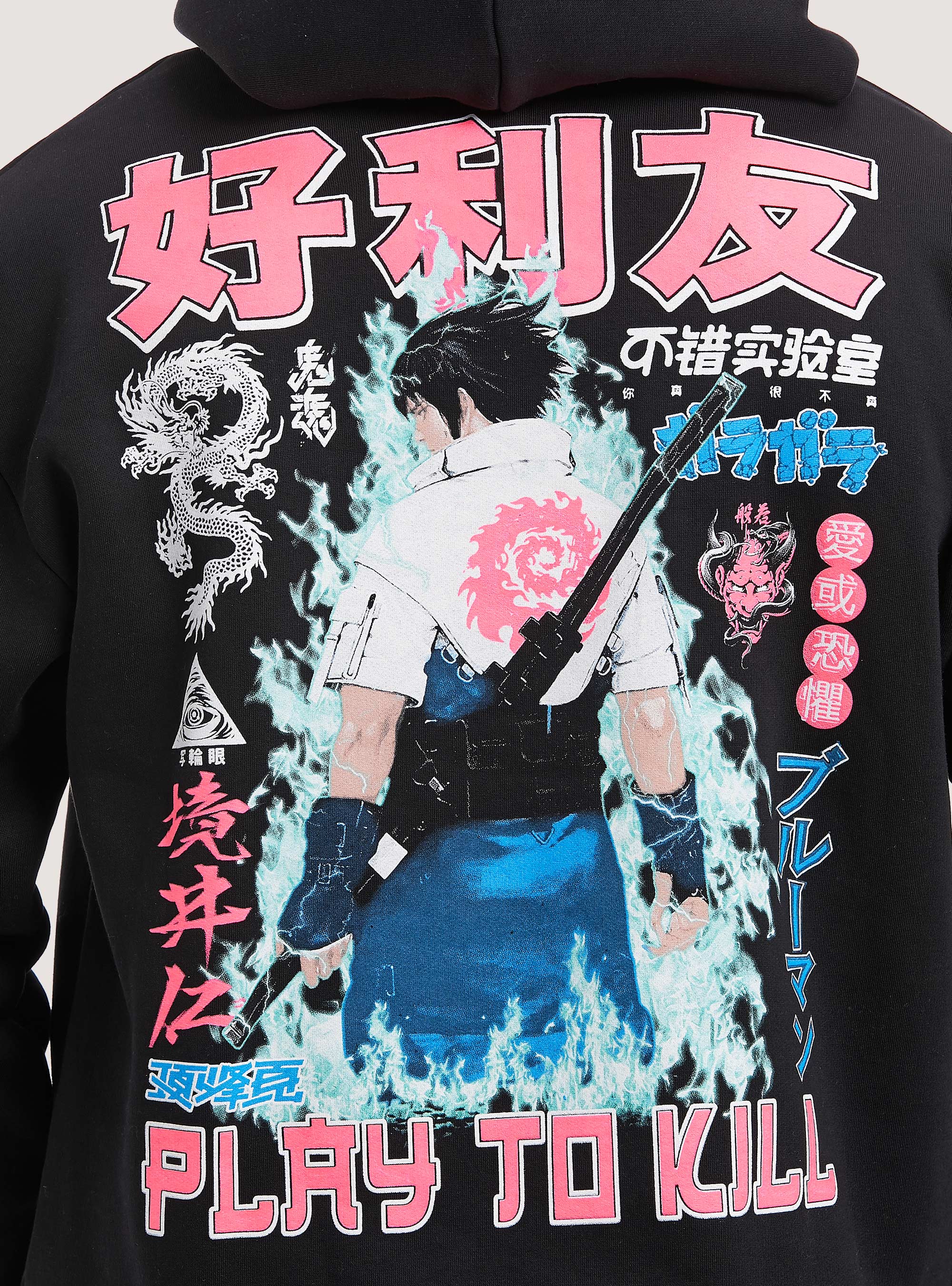 Sweat-shirt avec imprimé Manga Collection, BK1 BLACK
