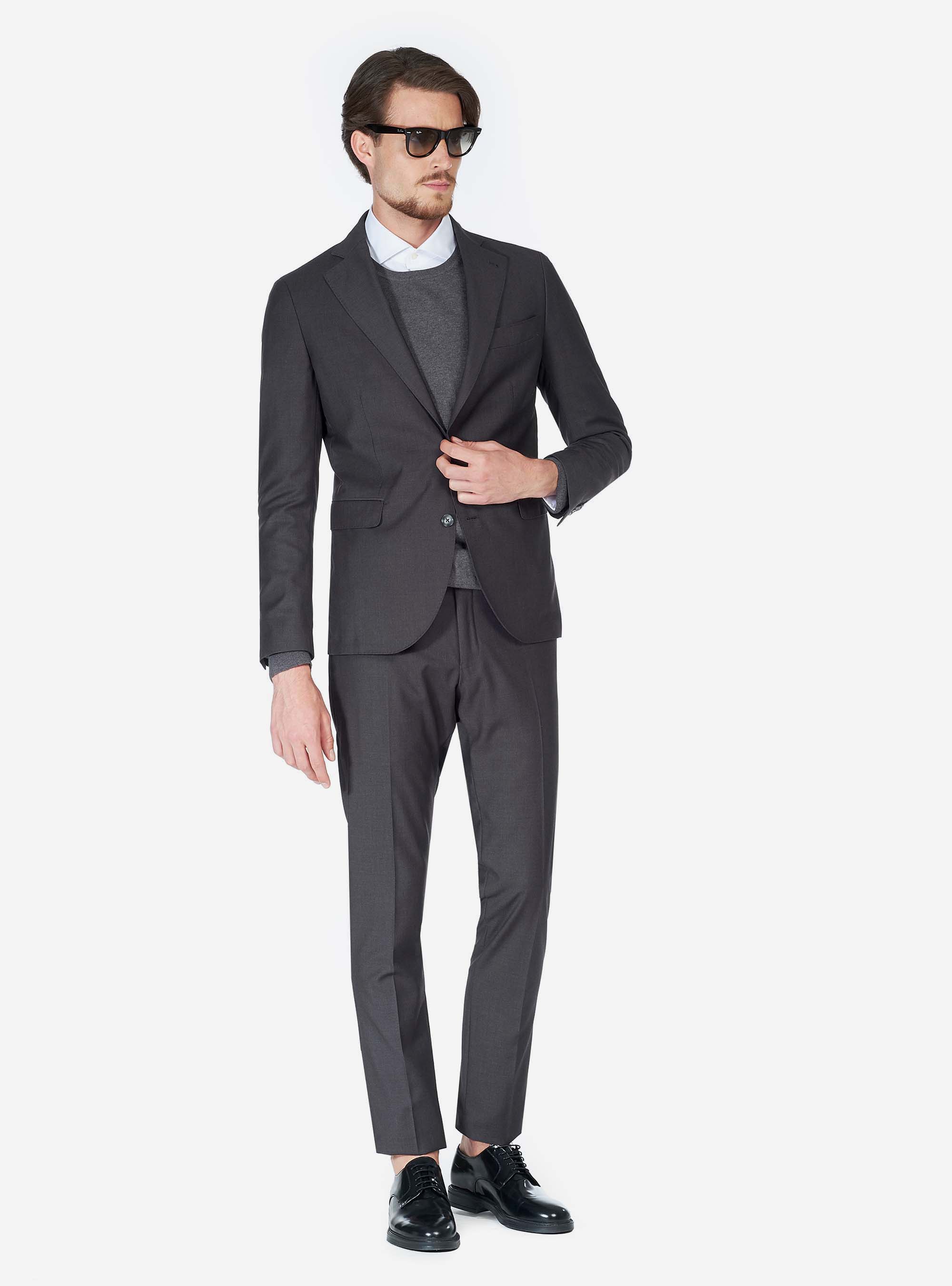 Abito tinta unita 2 bottoni, GRIGIO