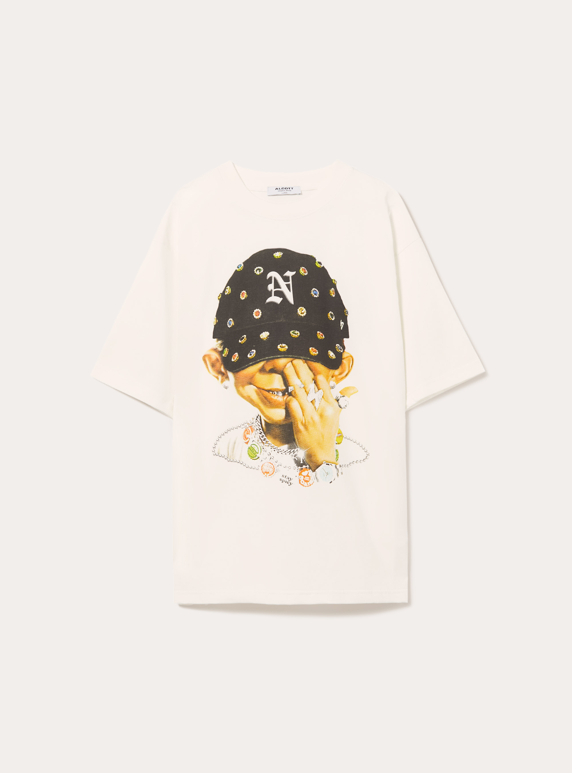 POP STATEMENT print boxy fit t-shirt, WH2 WHITE