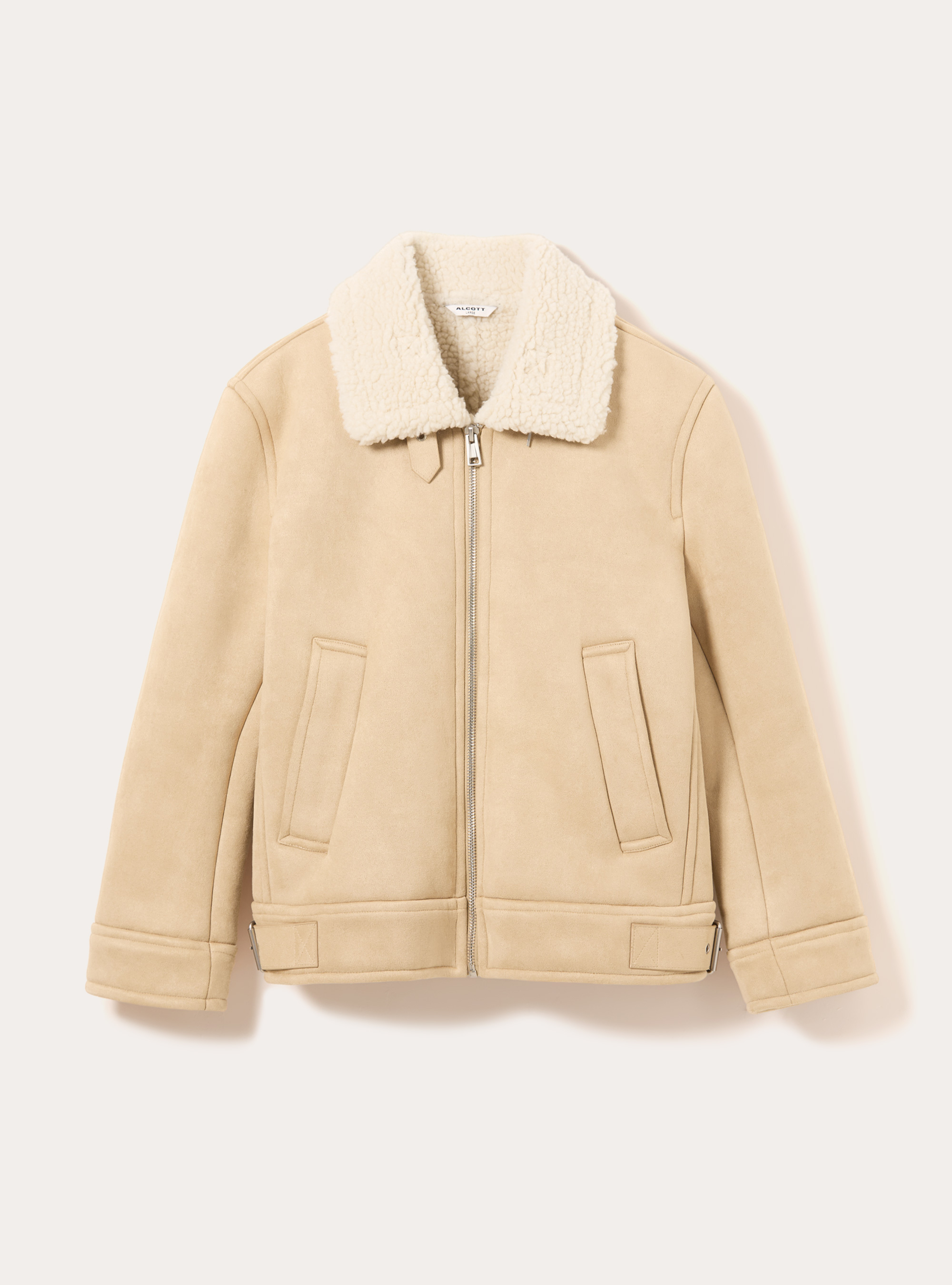 Giubbotto effetto camoscio interno in sherpa, BG3 BEIGE LIGHT