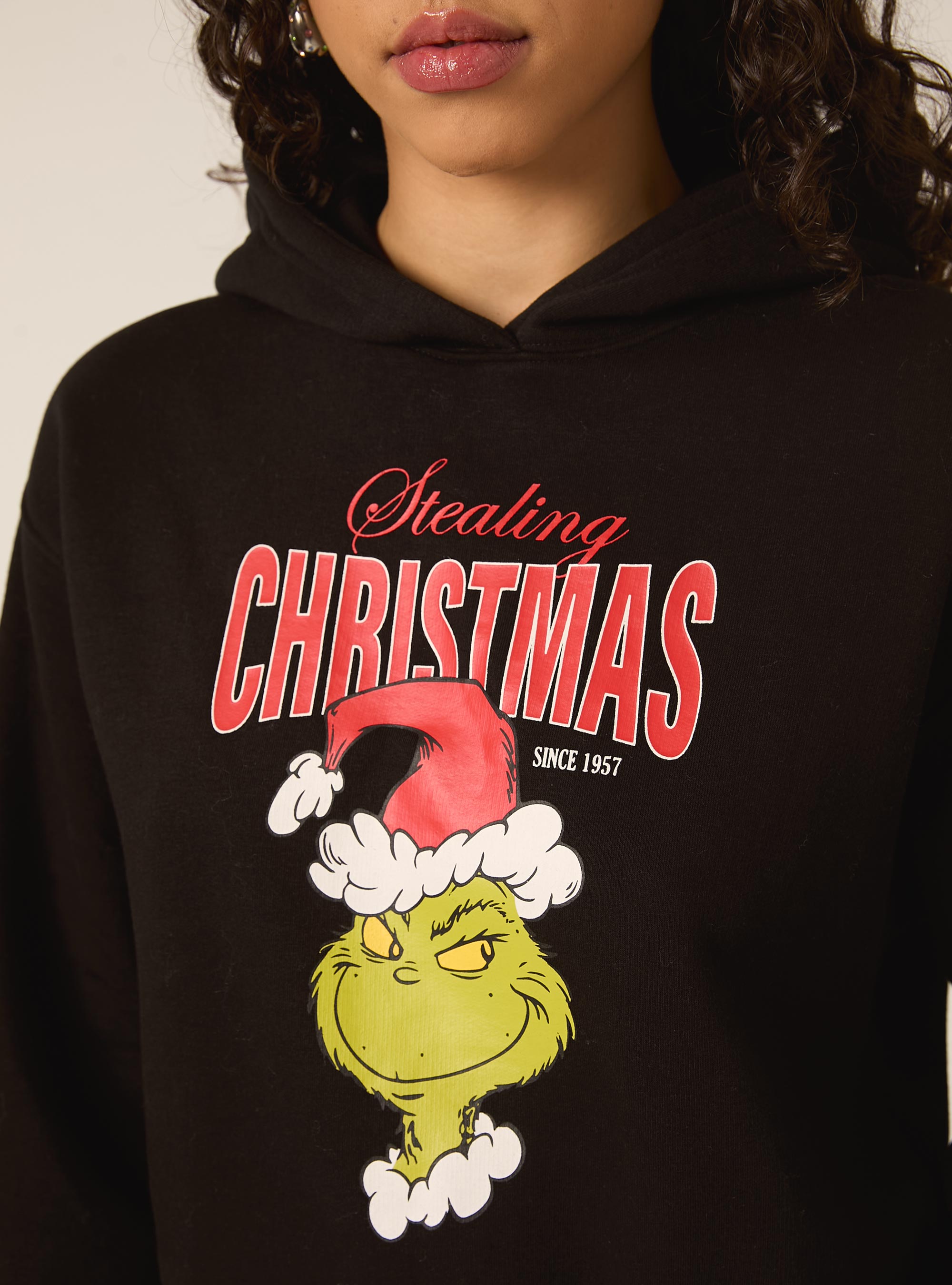 Felpa boxy con cappuccio the grinch, BK1 BLACK