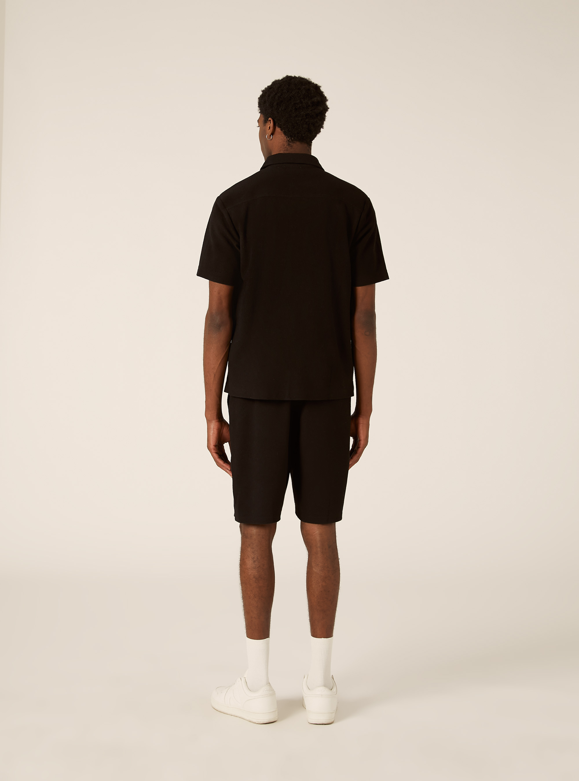 Textured short-sleeved shirt, BK1 BLACK