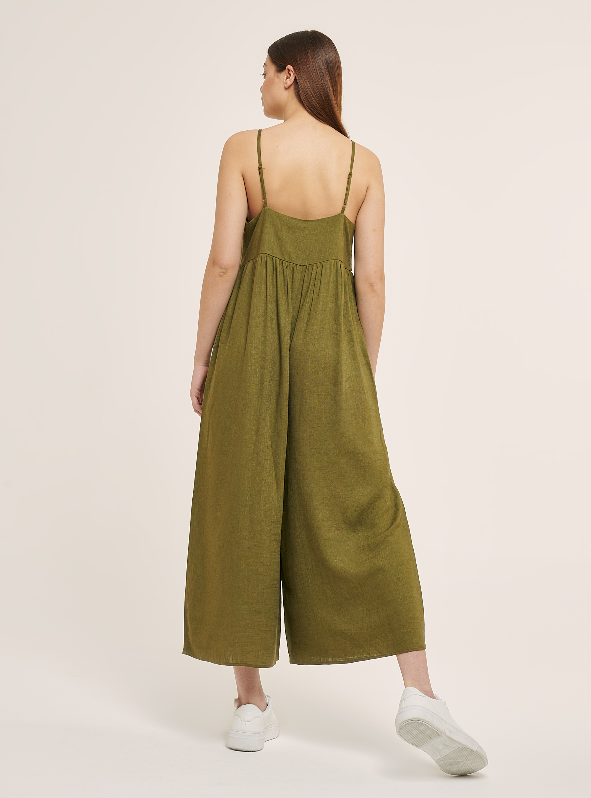 Plain-coloured linen-blend jumpsuit, C6601 KAKY