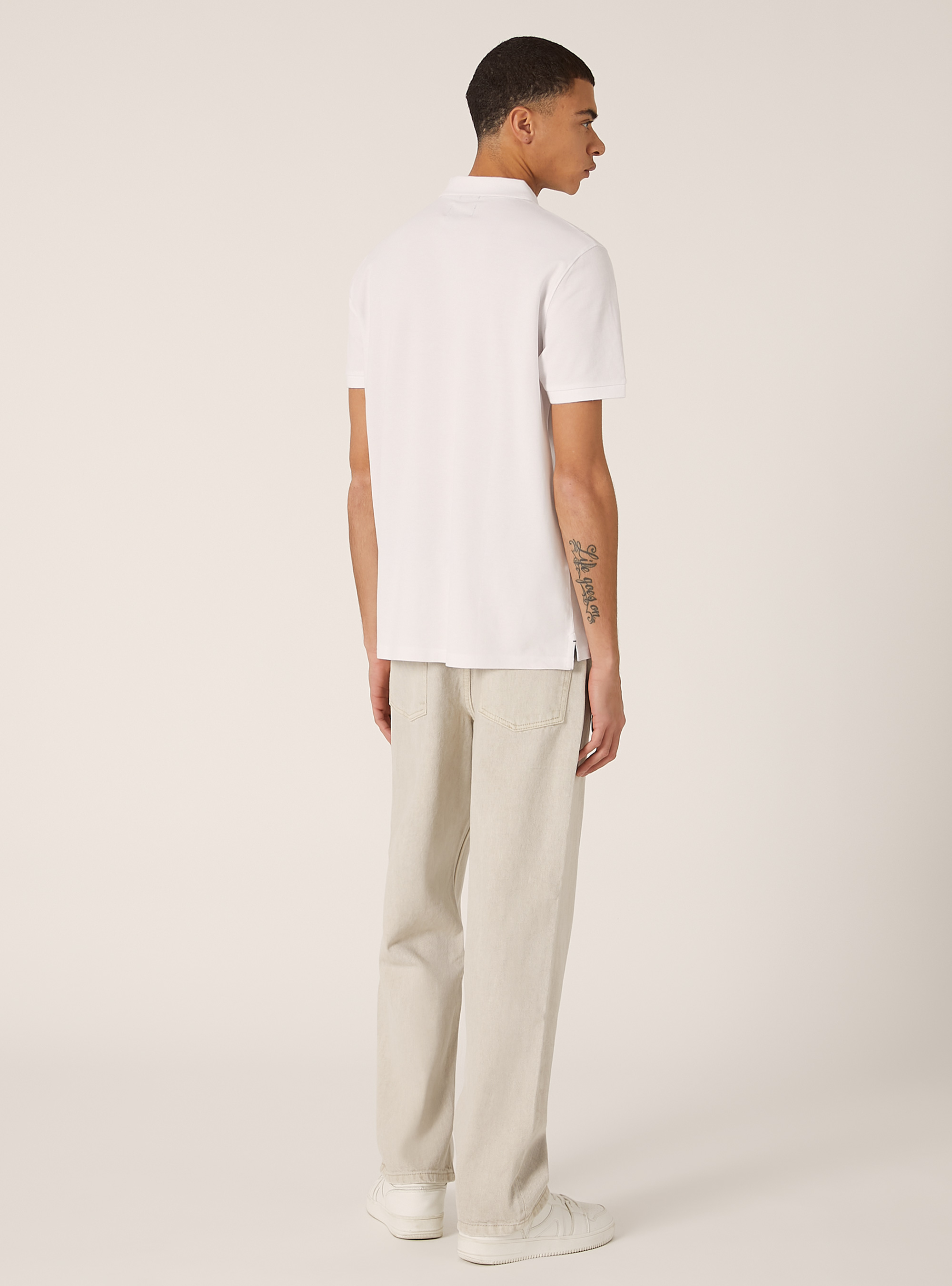 Cotton piqu&eacute; polo shirt with embroidery, WH3 WHITE