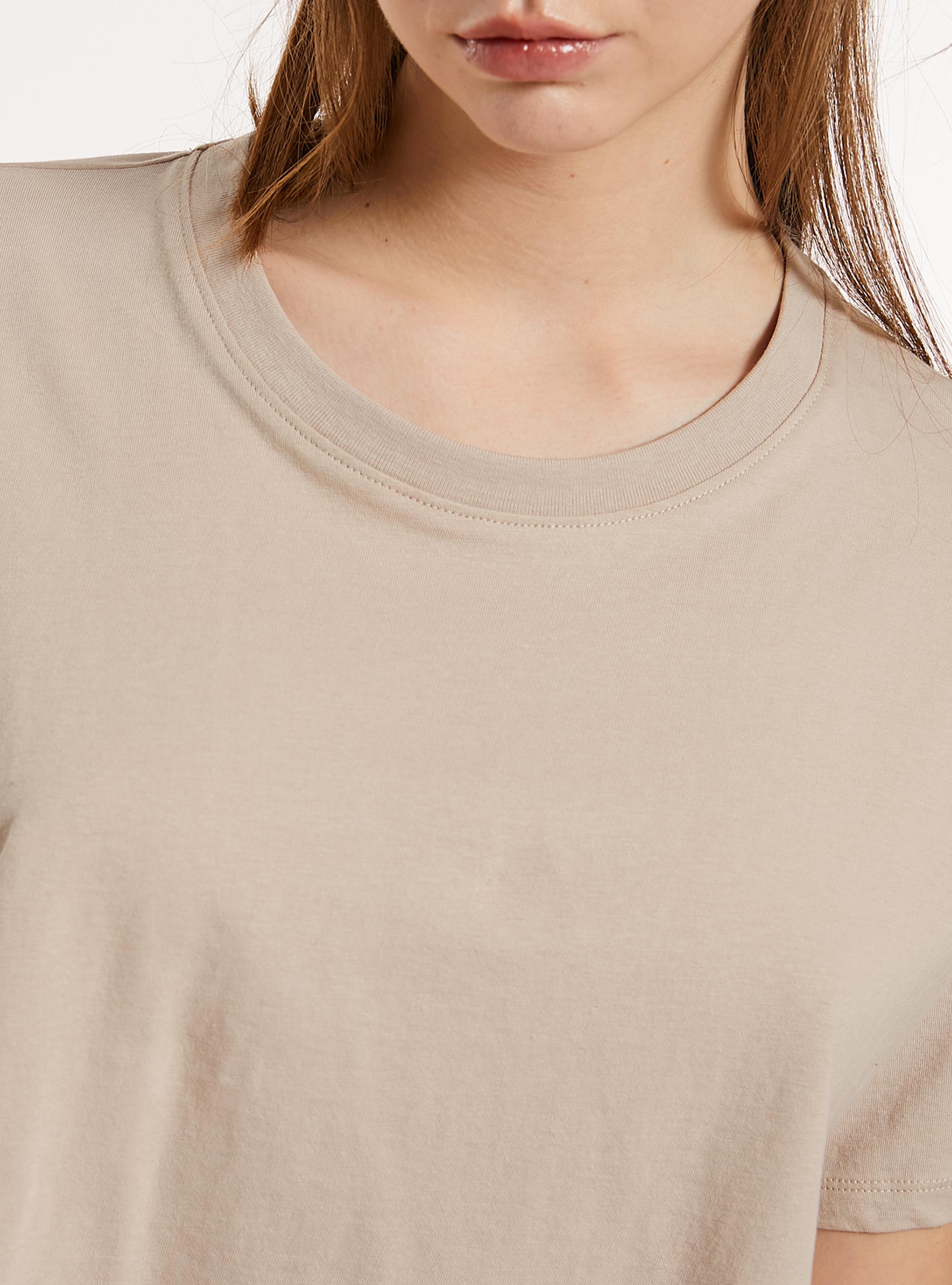 Camiseta corta de algodón, BG3 BEIGE LIGHT