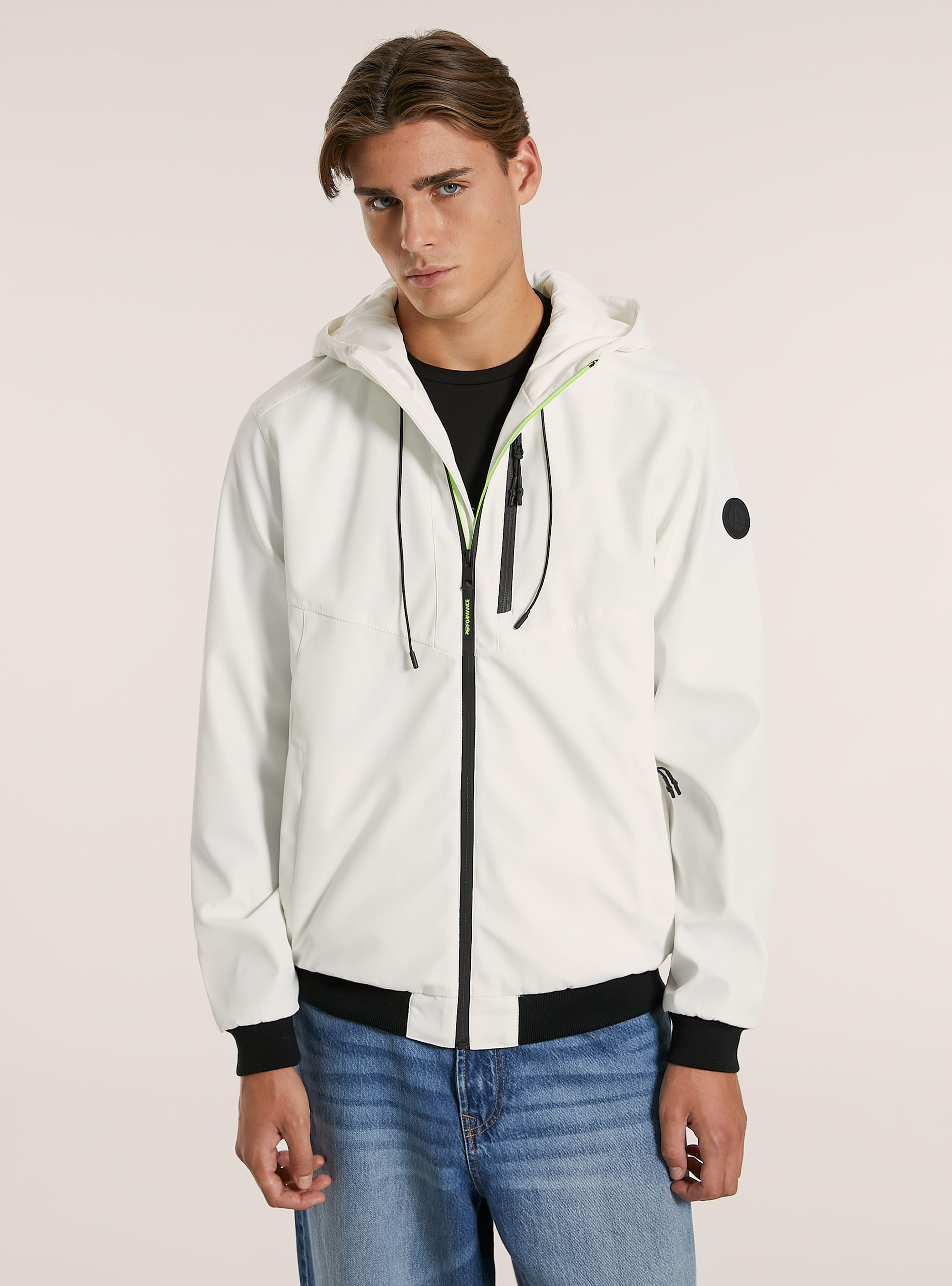 Windproof hooded bomber jacket, WH2 WHITE