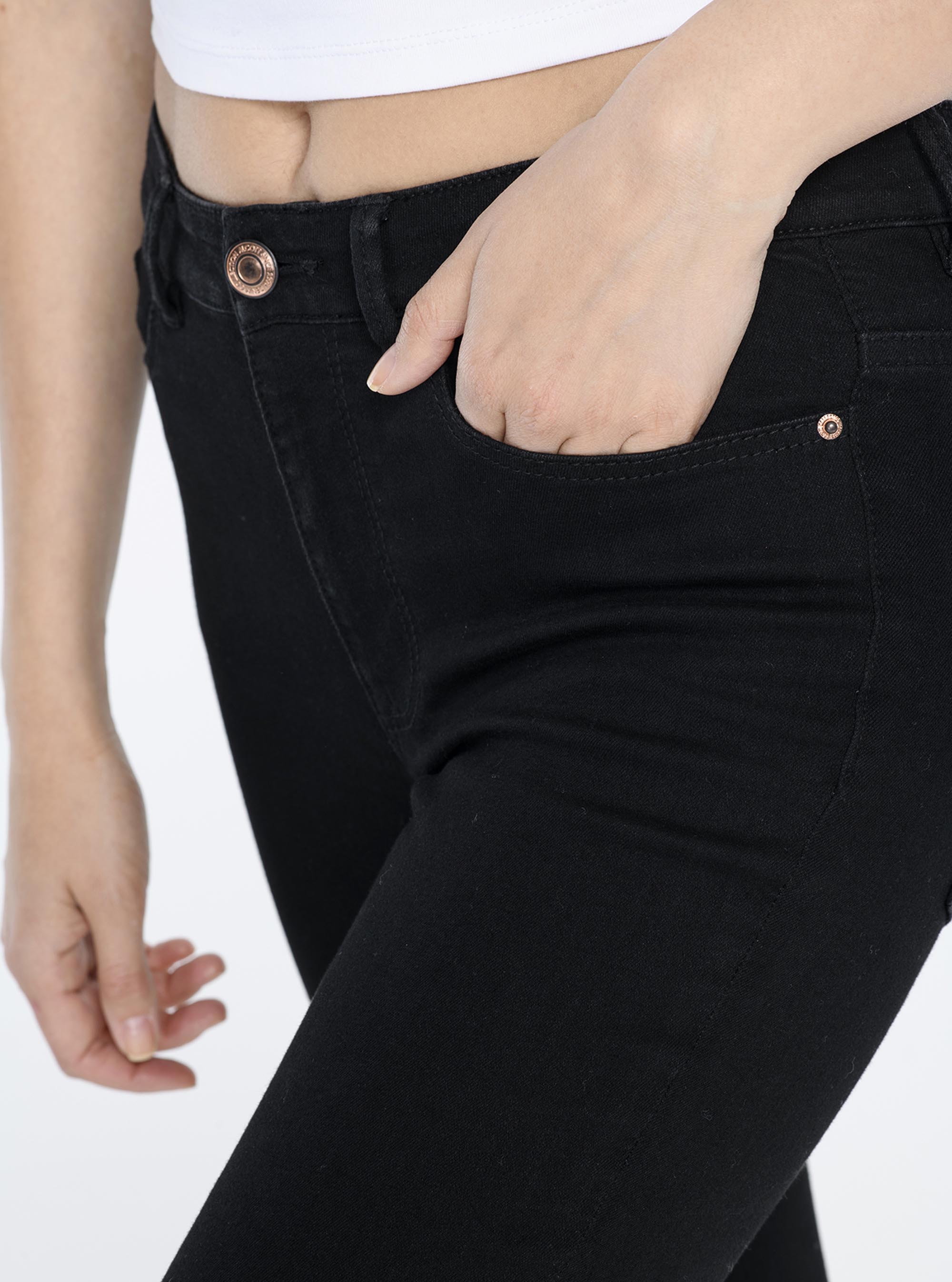 Cropped jeans, BLACK