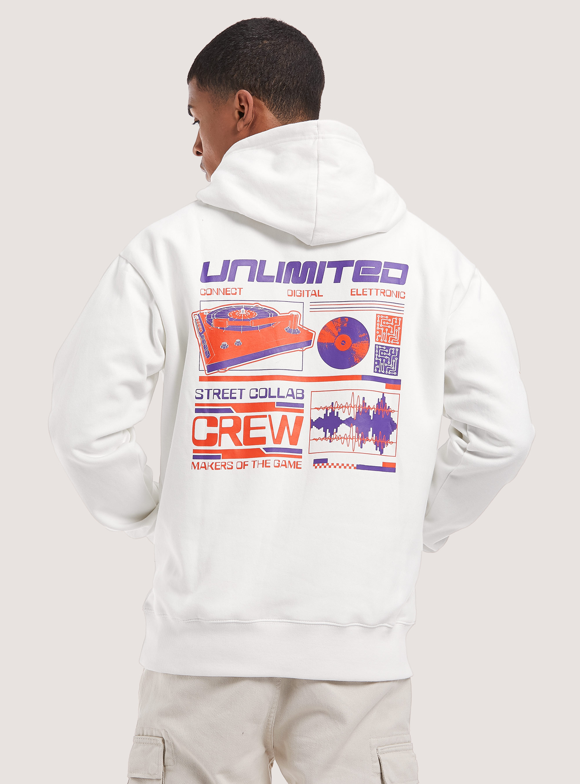 Sudadera con estampado y capucha, WH2 WHITE