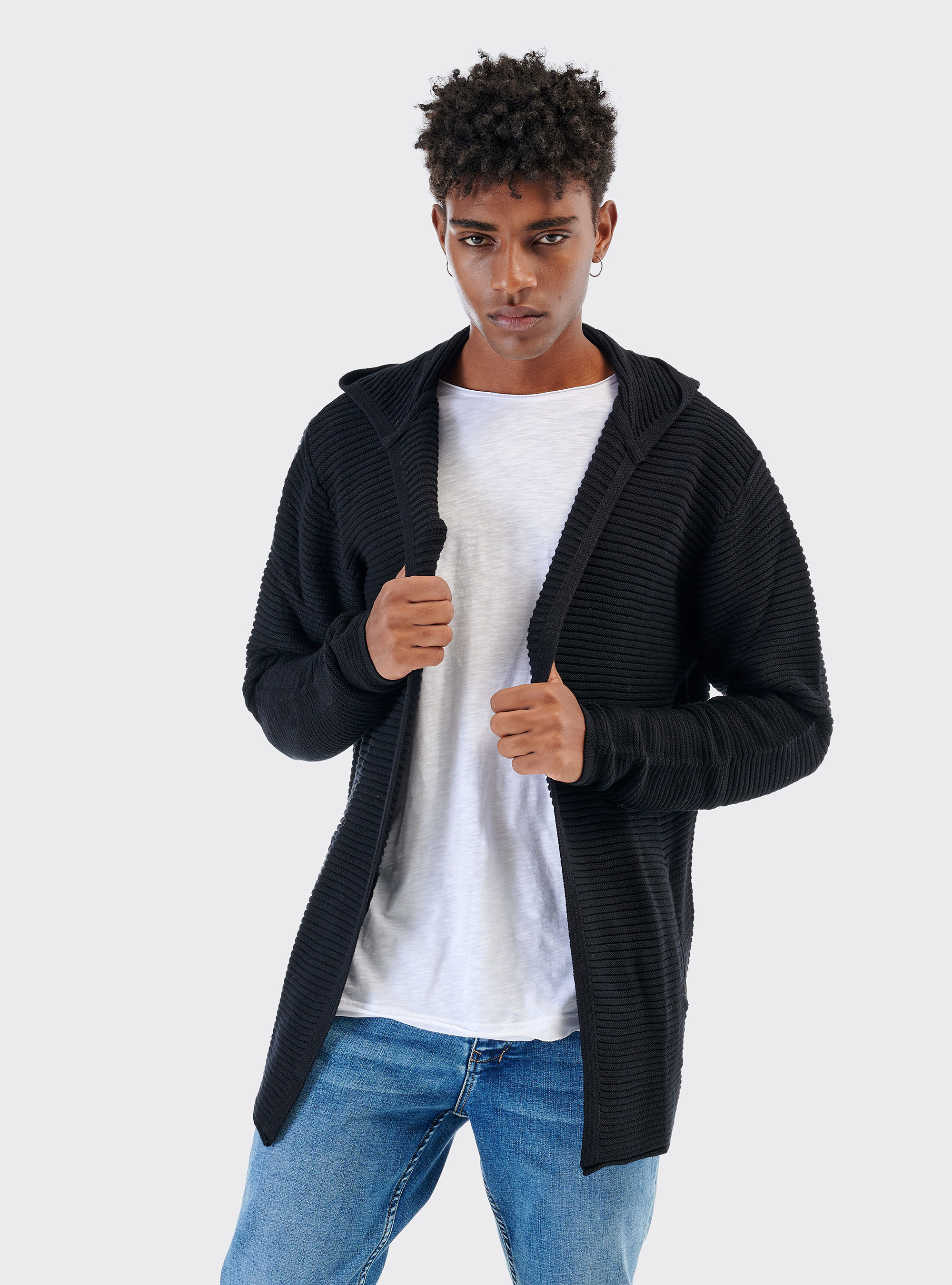 OPEN PULLOVER, BLACK